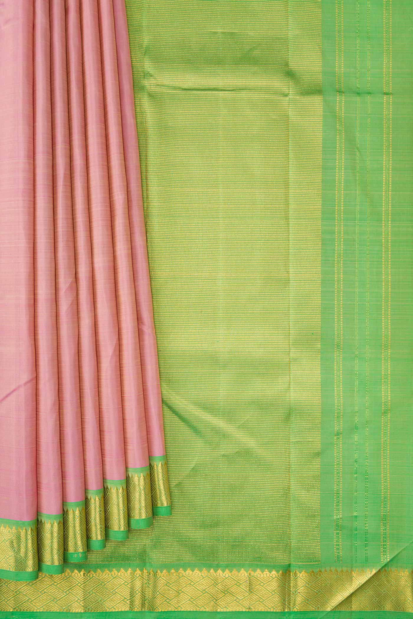 Rose pink Kanjivaram Silk Saree - Image 4