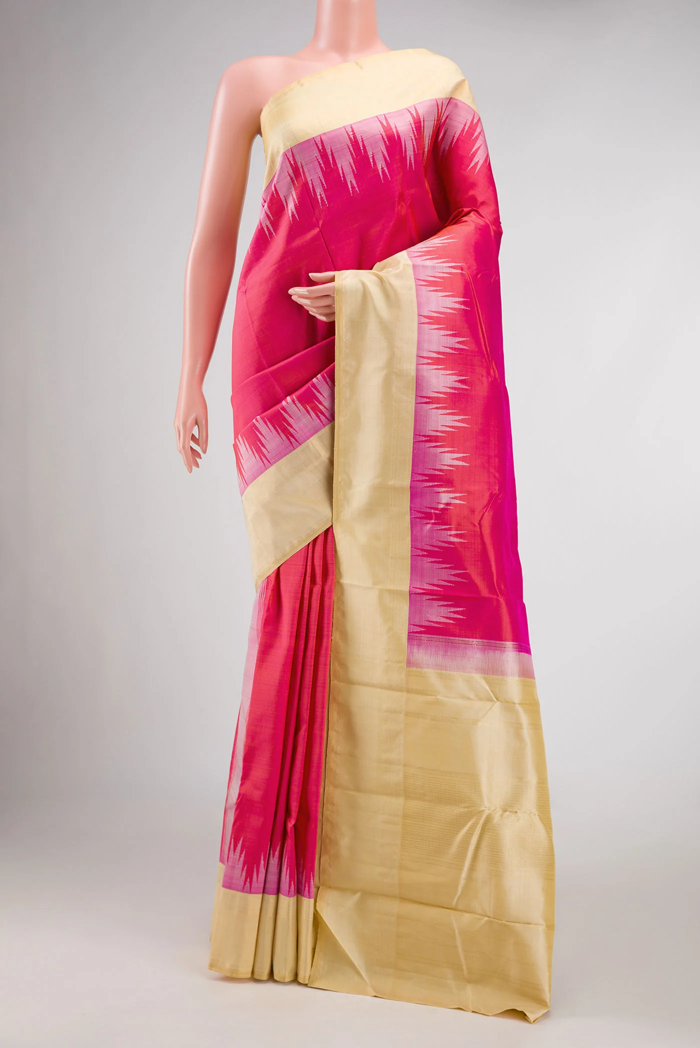 Pink with Orange Color Kanjivaram Silk Saree
