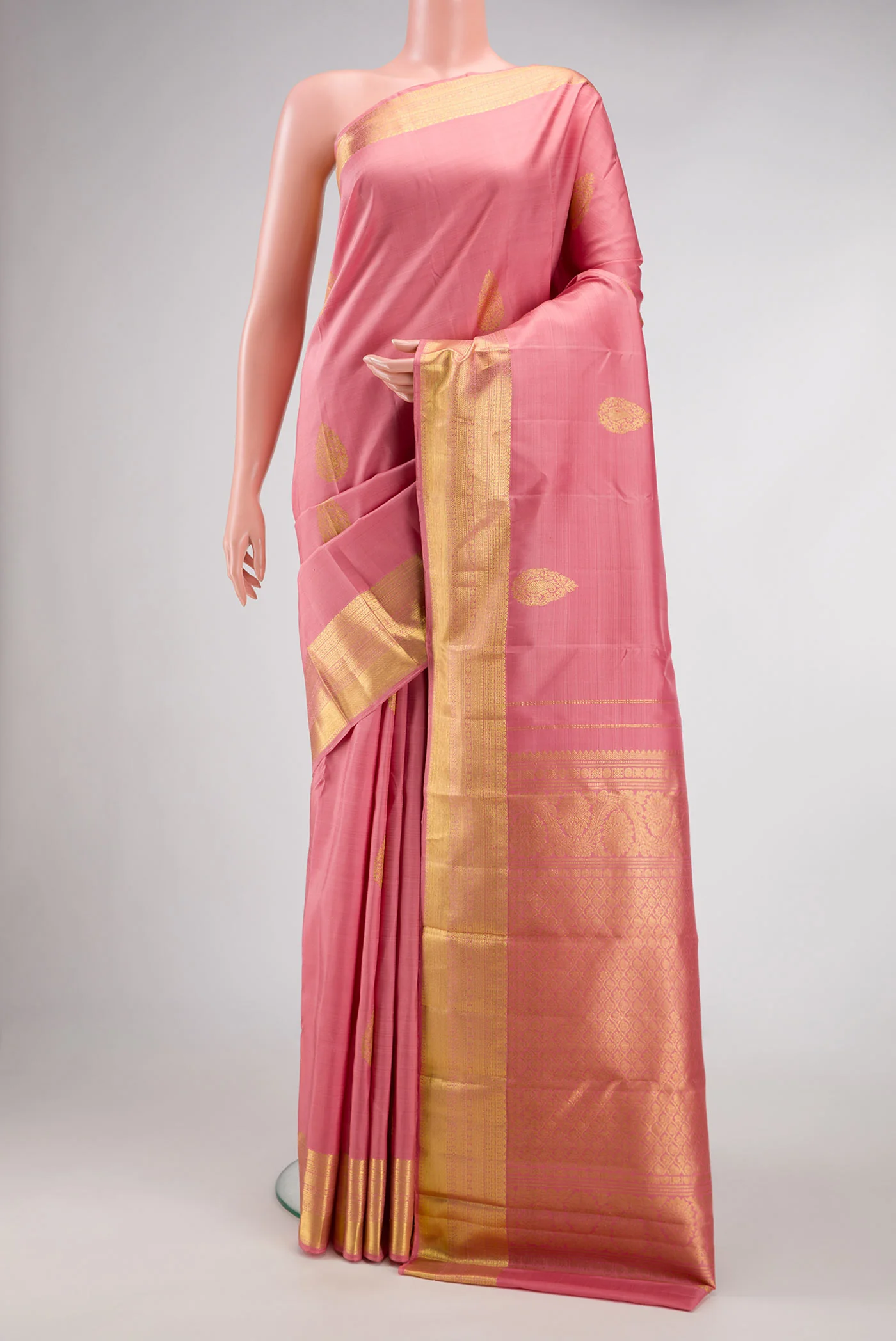 Rose pink Kanjivaram Silk Saree