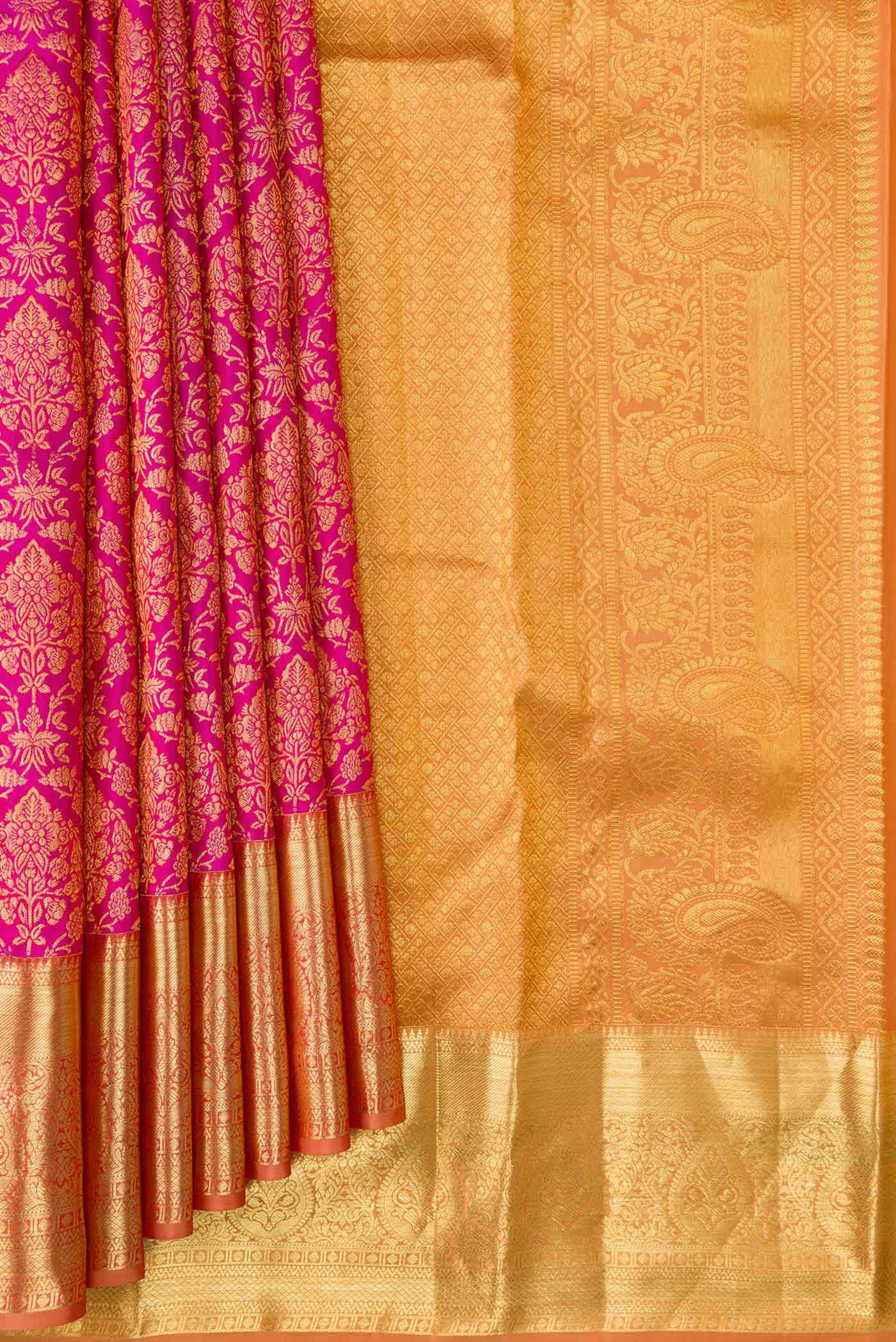 Rani Pink Kanjivaram Silk Saree - Image 4