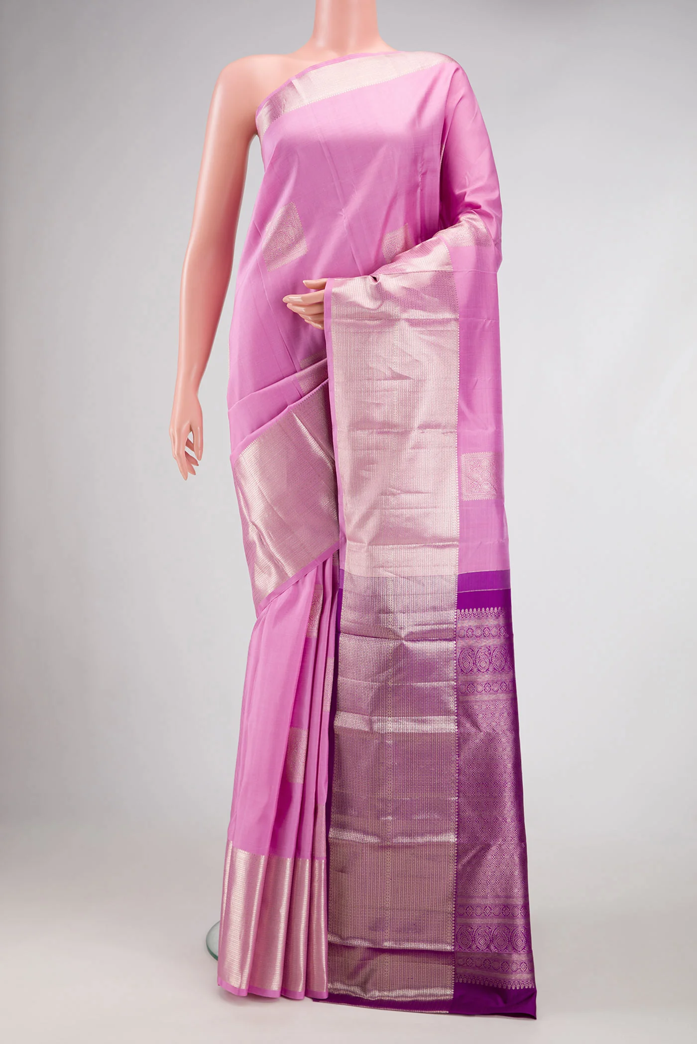 Rose pink Kanjivaram Silk Saree
