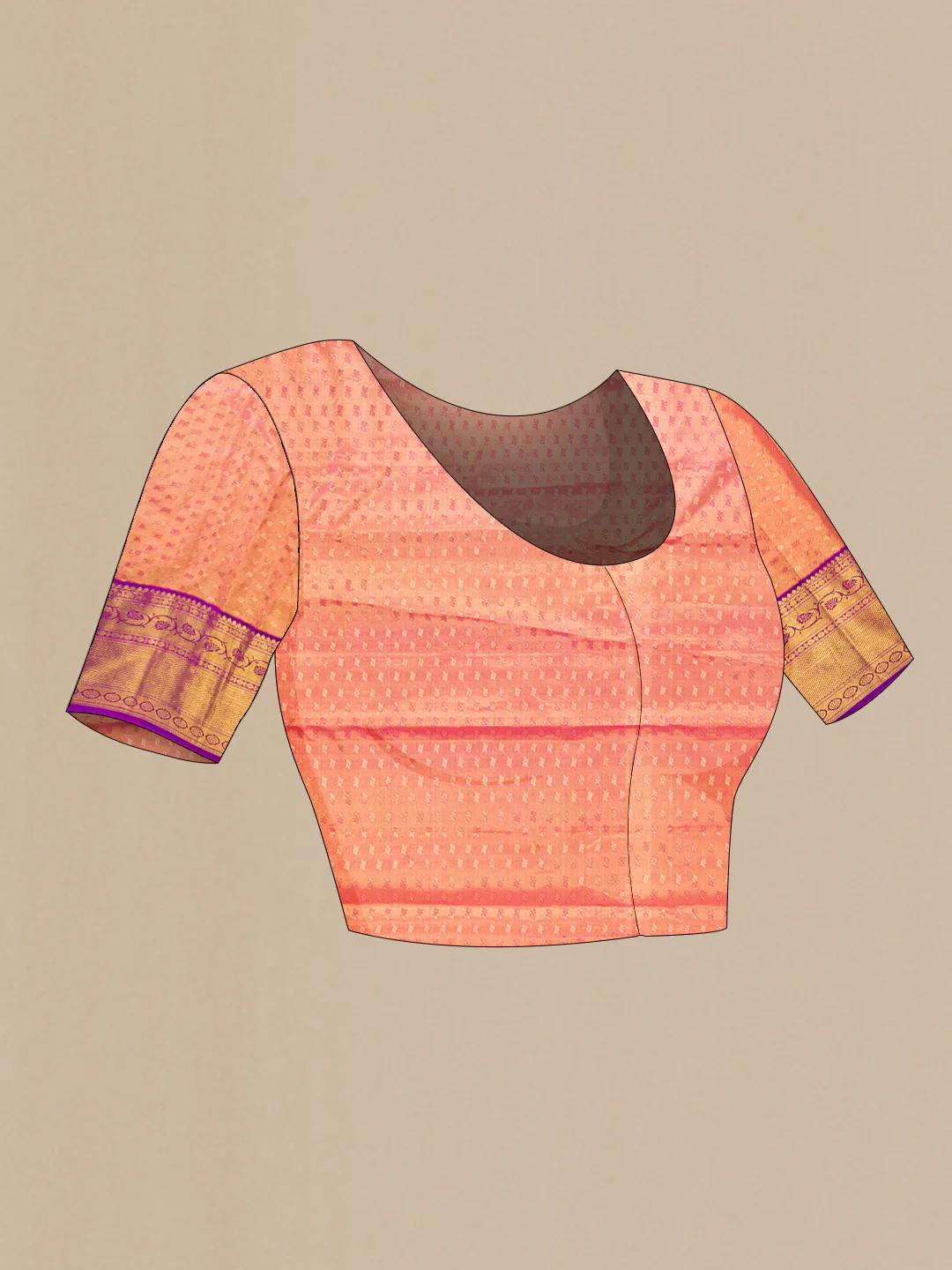 Pink with Gold Color Kanjivaram Tissue Silk Saree - Image 5