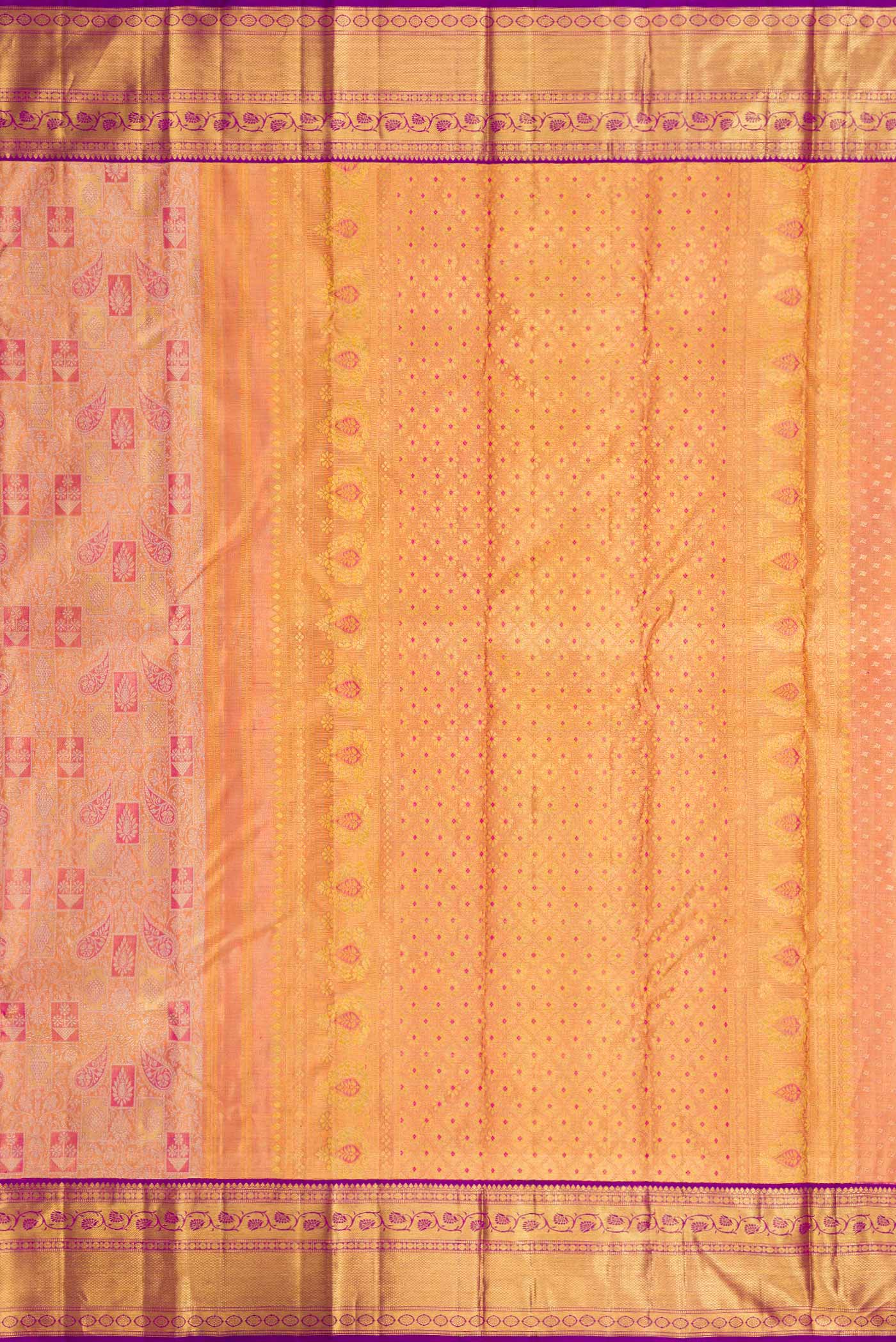 Pink with Gold Color Kanjivaram Tissue Silk Saree - Image 7