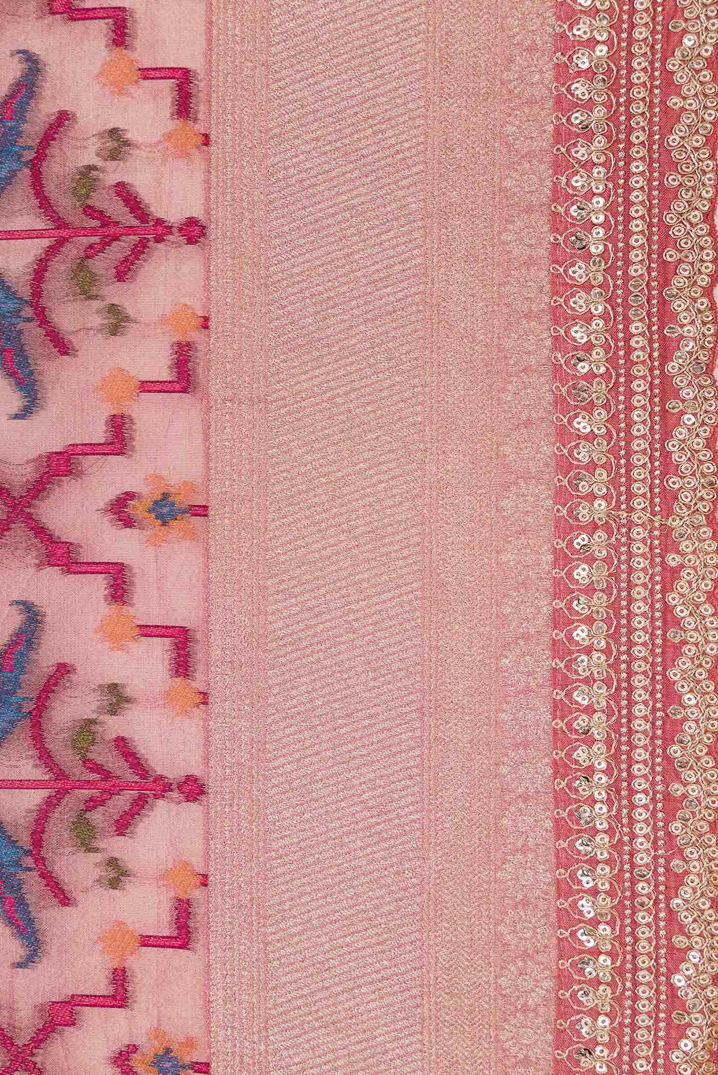 Pink Dual Tone Kota Silk Saree - Image 3