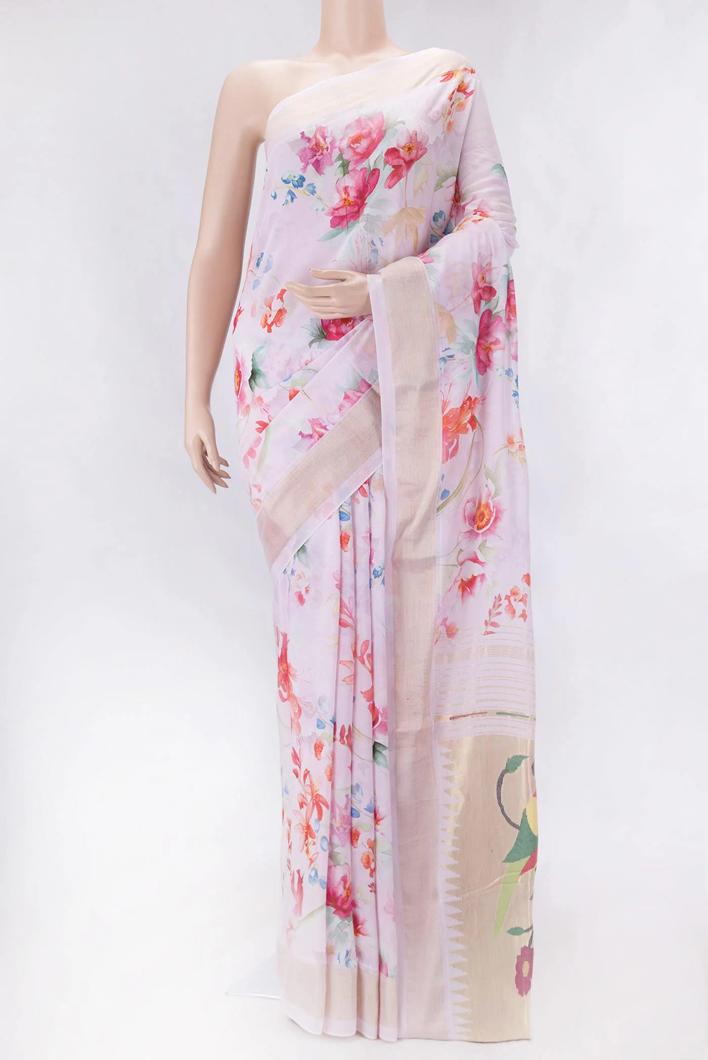 Pure Silk Pure Zari Pink Dual Tone Linen Saree