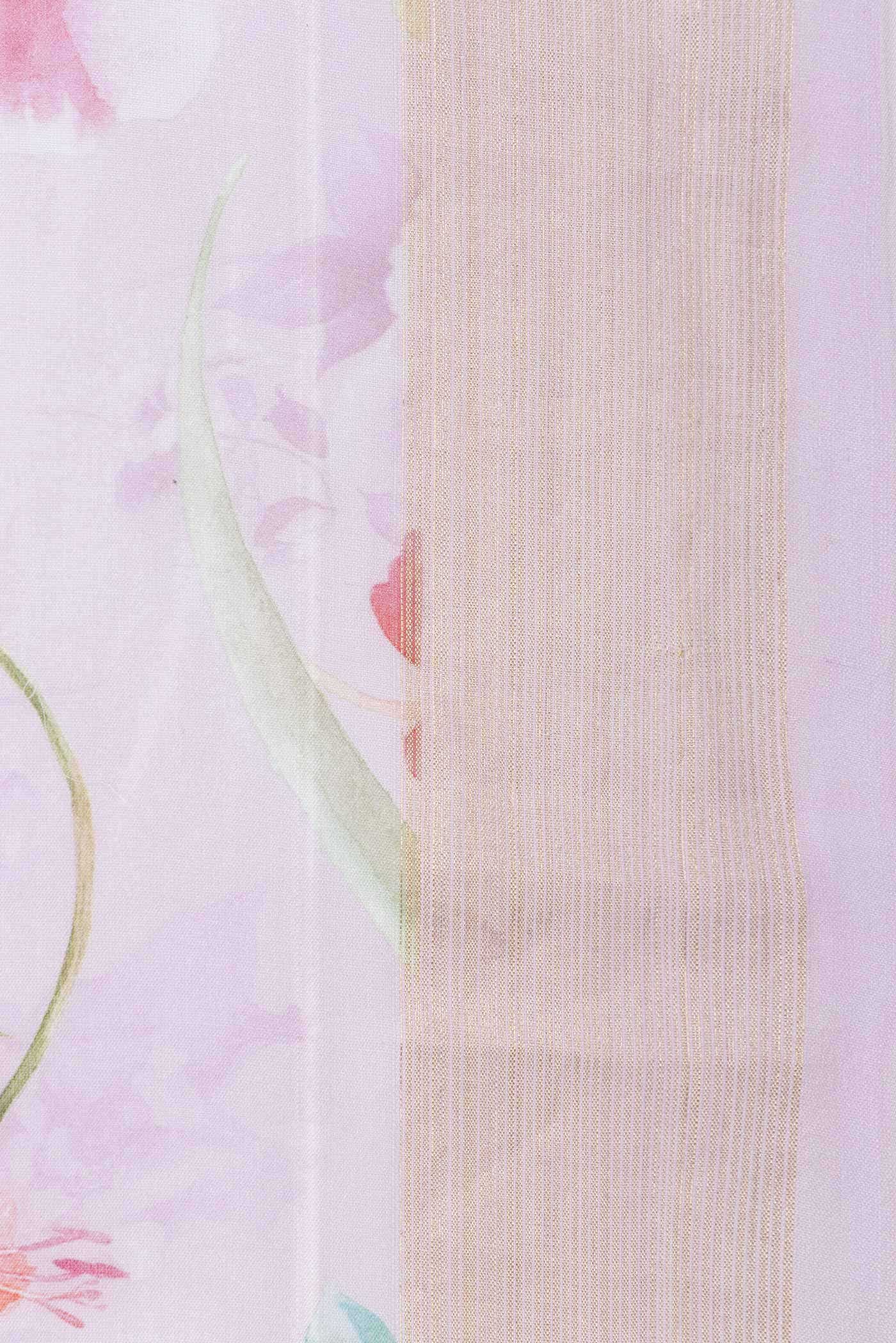 Pure Silk Pure Zari Pink Dual Tone Linen Saree - Image 3