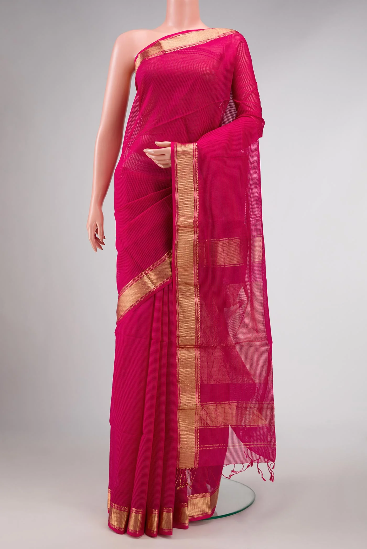 Pink Dual Tone Maheshwari Silk Saree