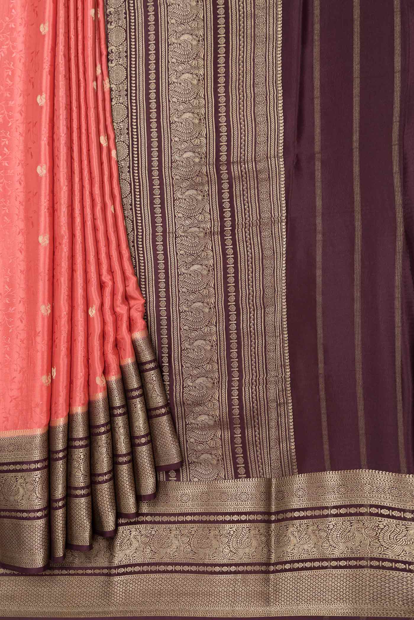 Coral Mysore Crepe Saree - Image 4