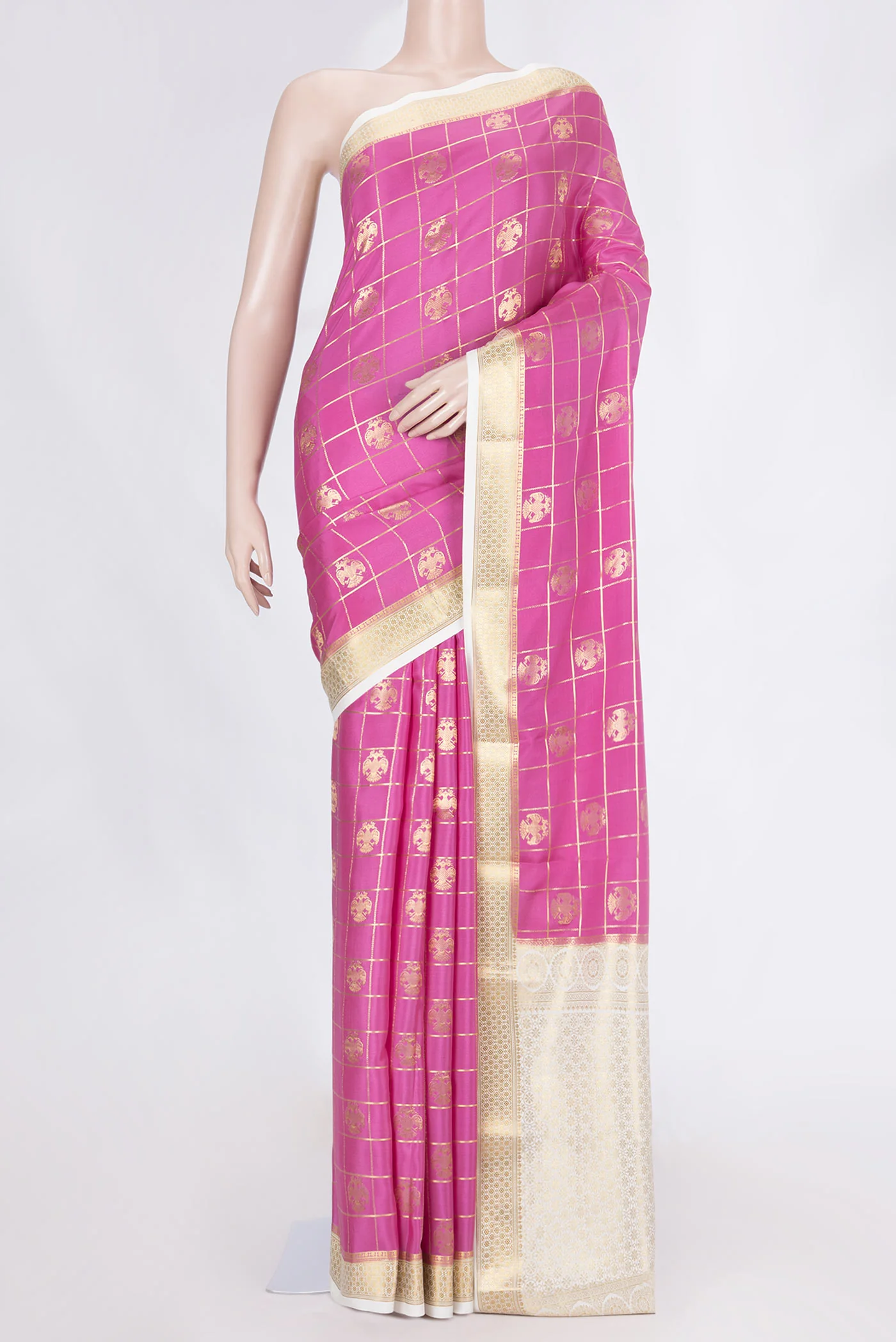 Pink Dual Tone Mysore Crepe Saree