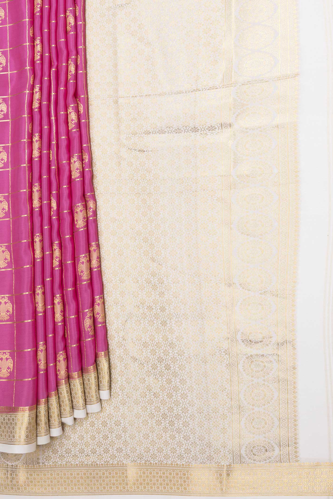 Pink Dual Tone Mysore Crepe Saree - Image 4