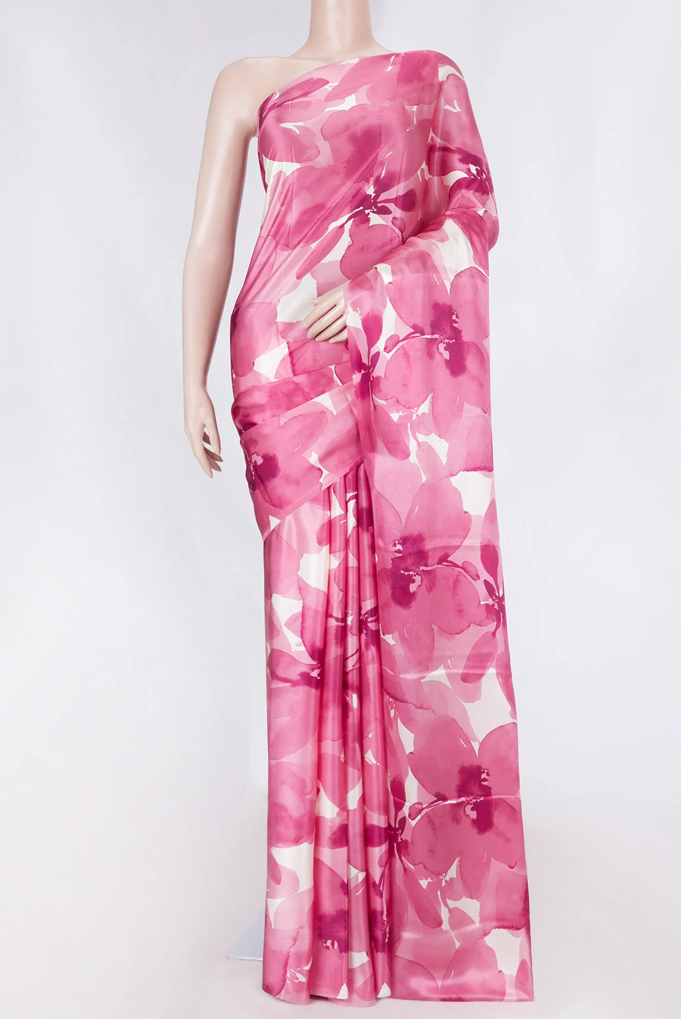 Pink Satin Silk Saree
