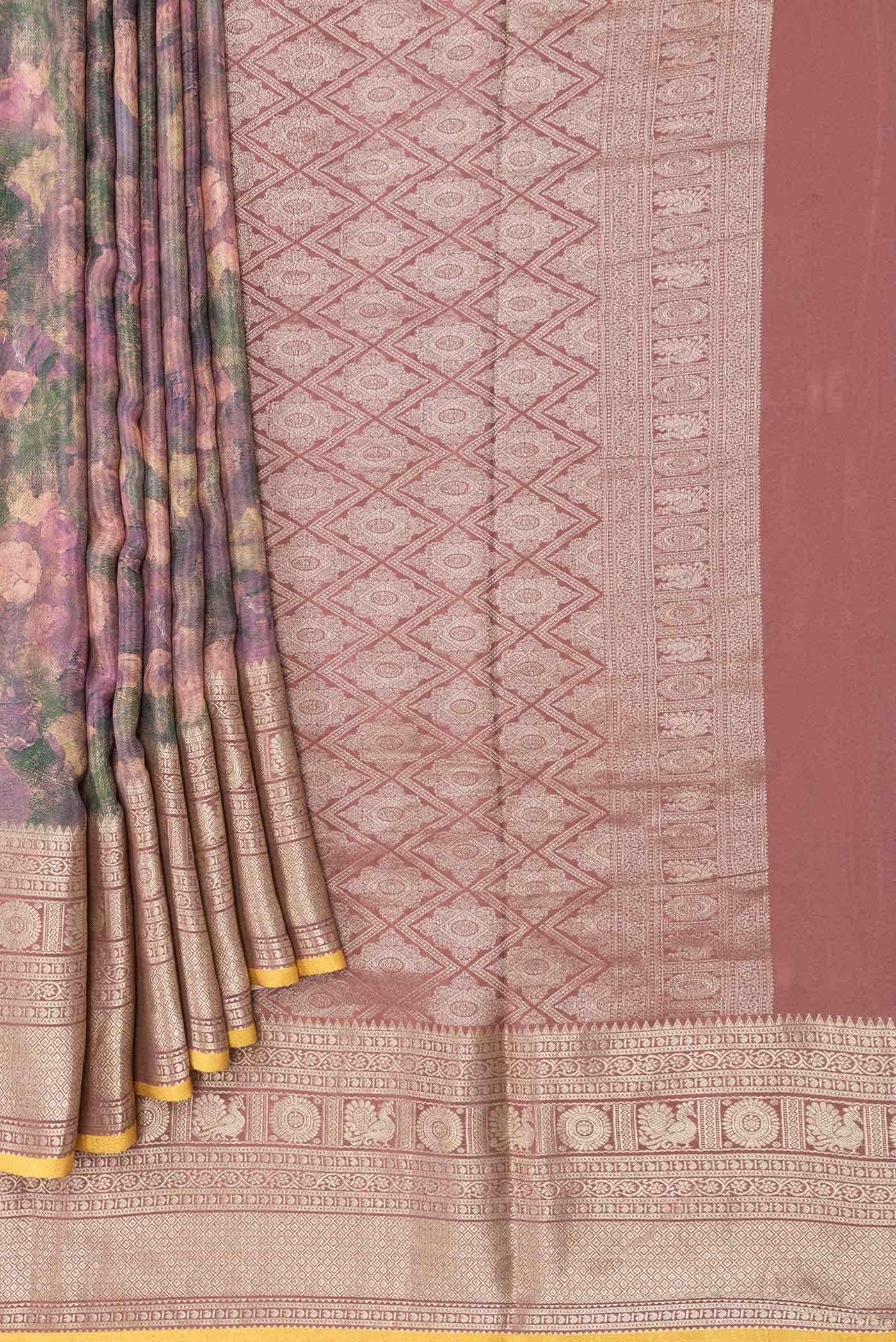 Pink Dual Tone Mysore Crepe Saree - Image 2