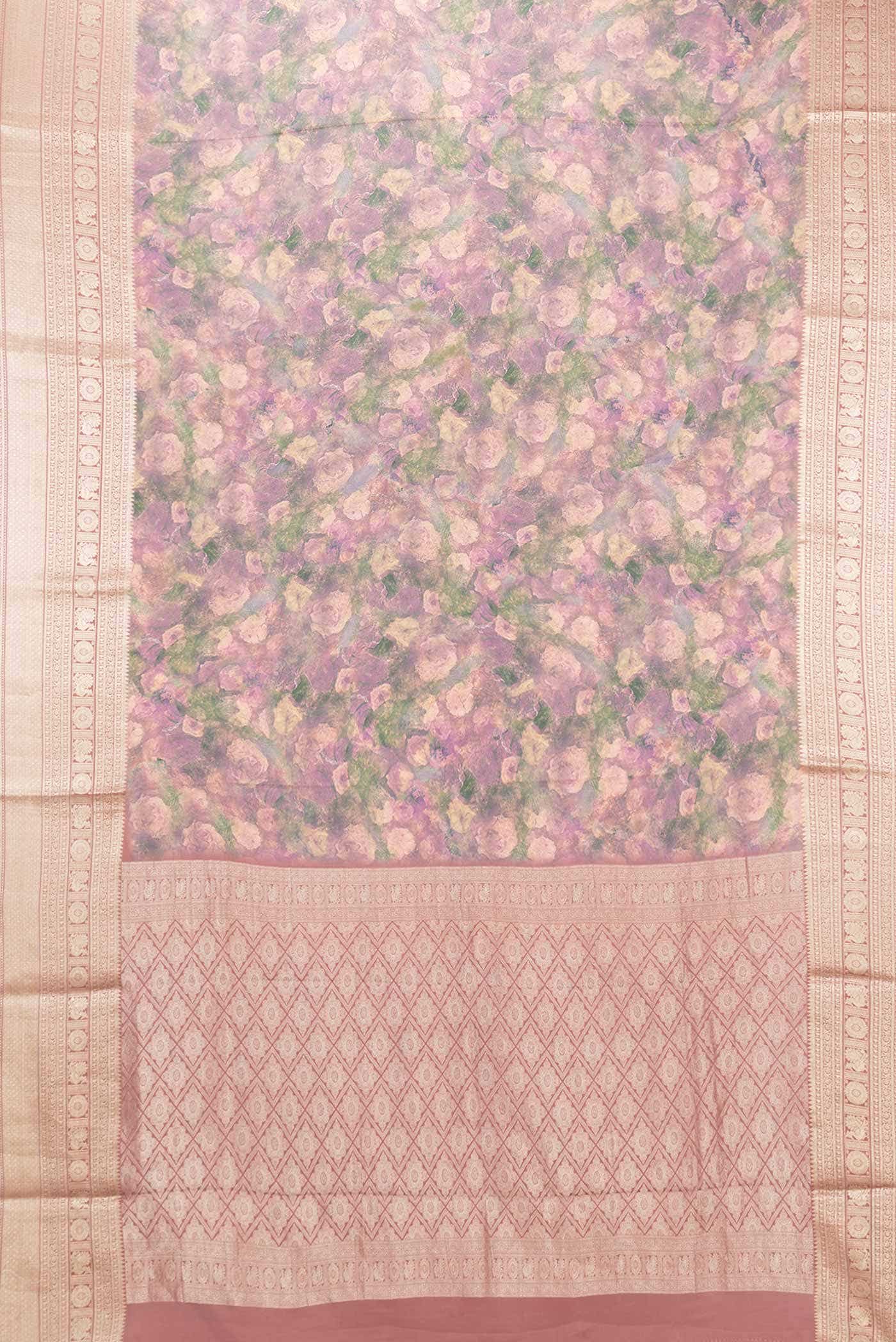 Pink Dual Tone Mysore Crepe Saree - Image 4
