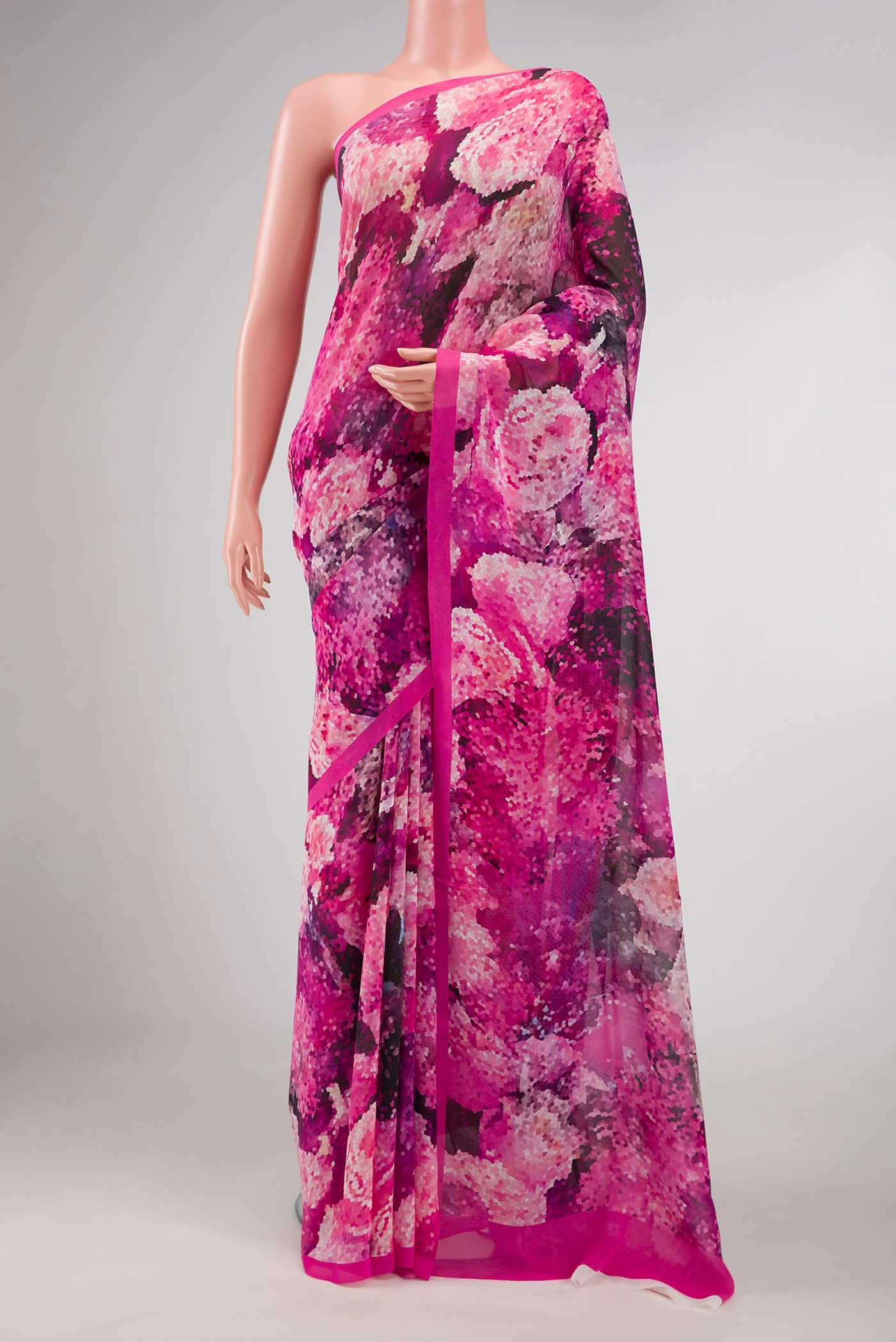 Pink Dual Tone Mysore Georgette Saree
