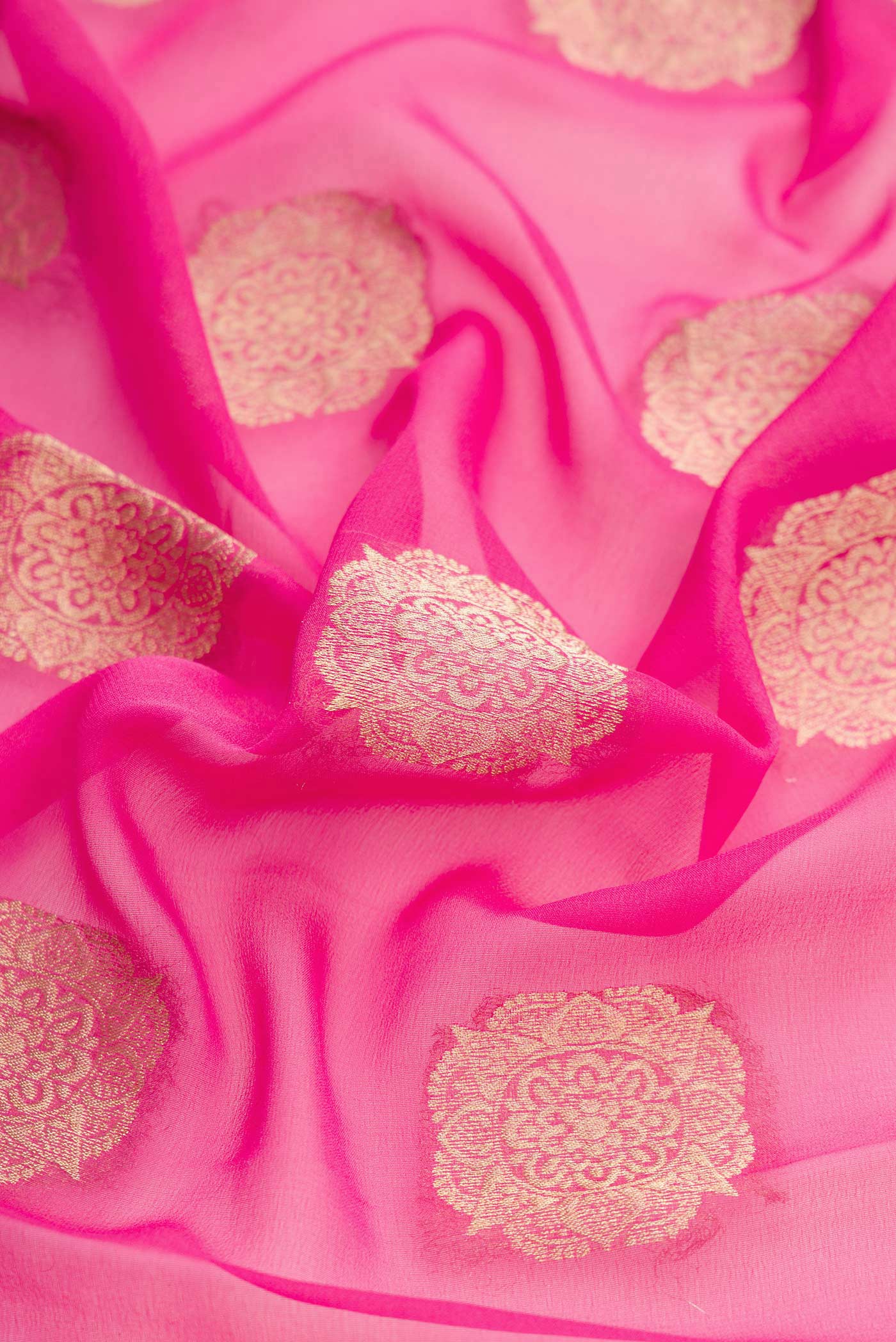 Pink Dual Tone Mysore Georgette Saree - Image 2