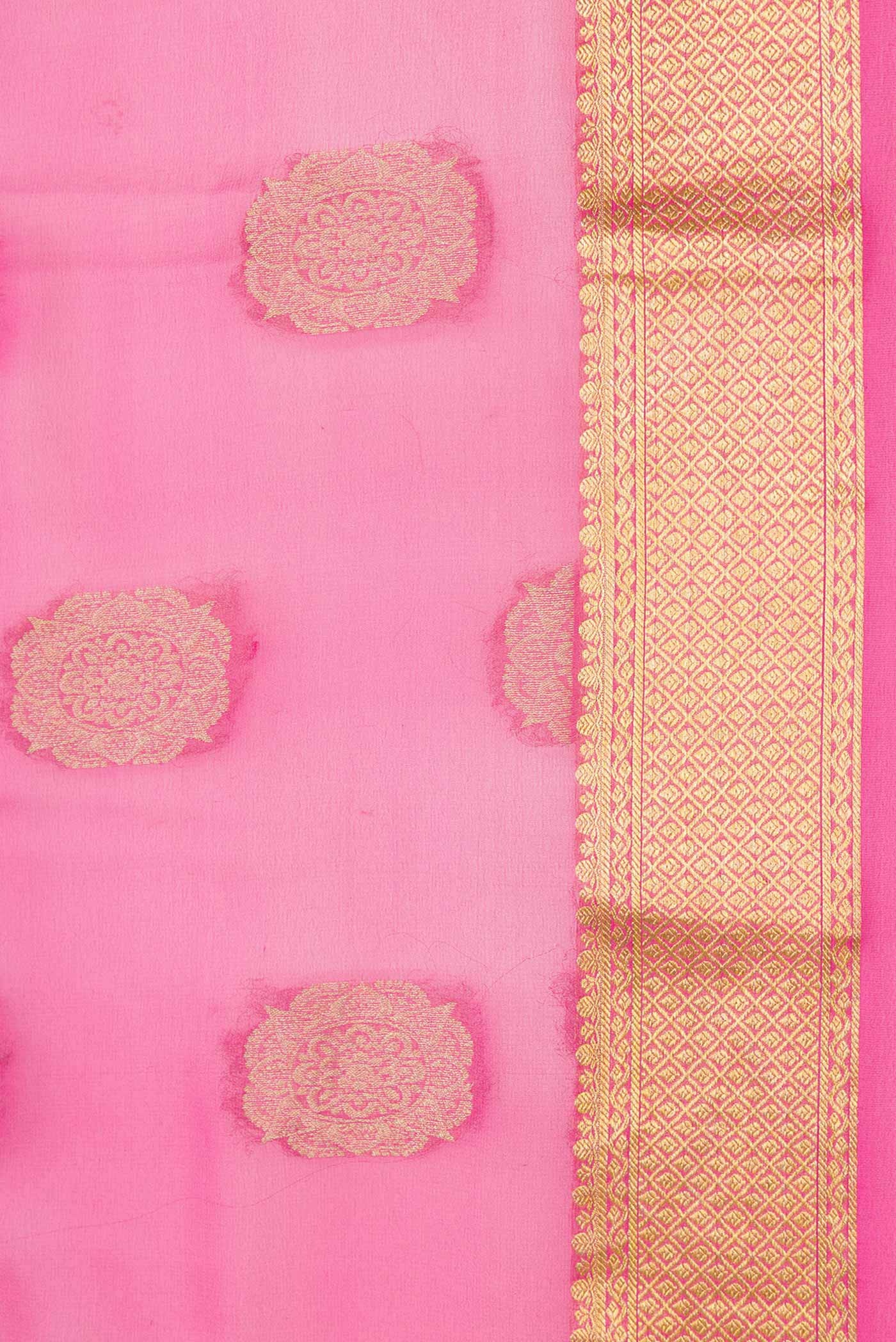 Pink Dual Tone Mysore Georgette Saree - Image 3