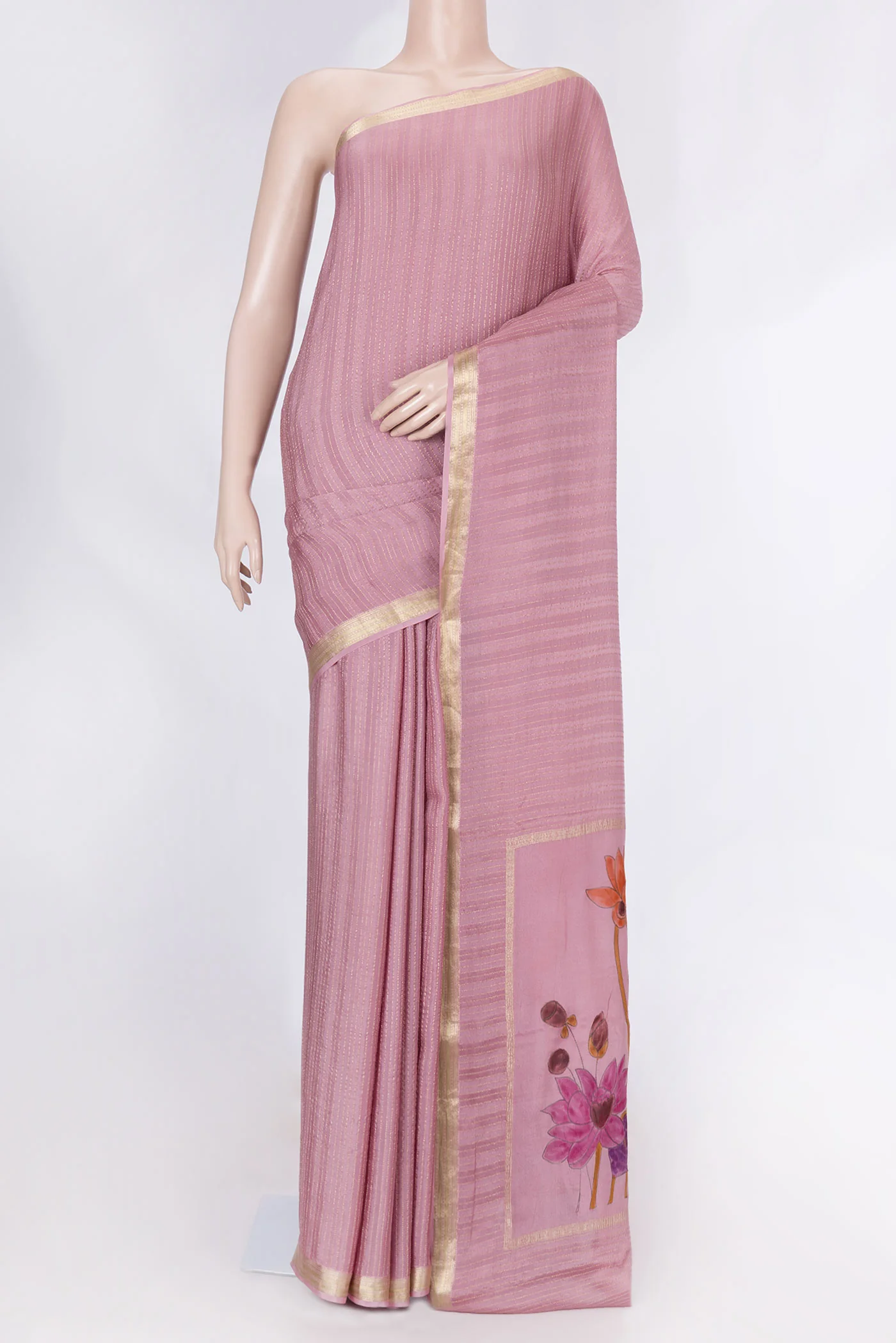Pink Dual Tone Mysore Georgette Saree