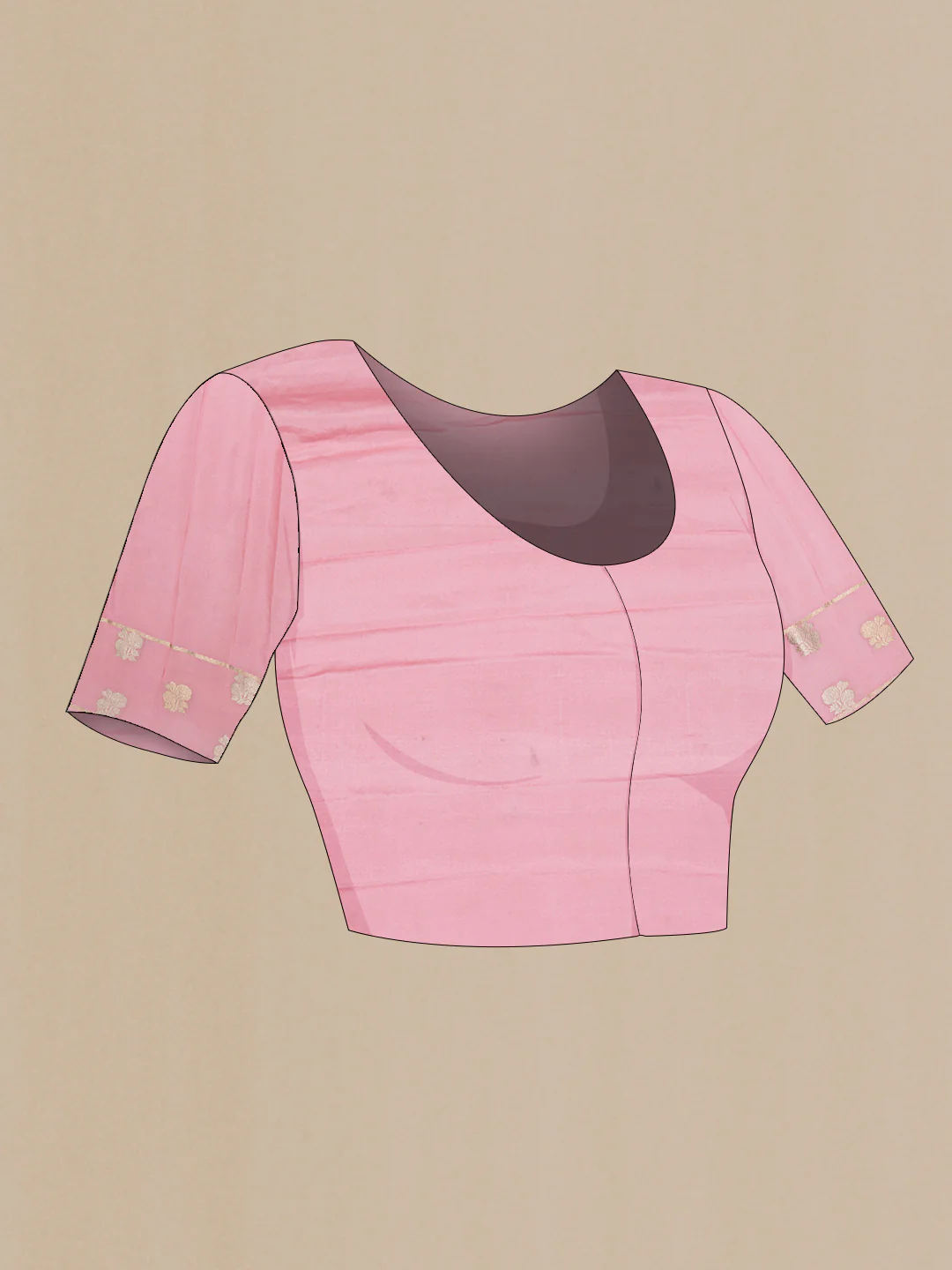 Rose pink Mysore Crepe Saree - Image 5