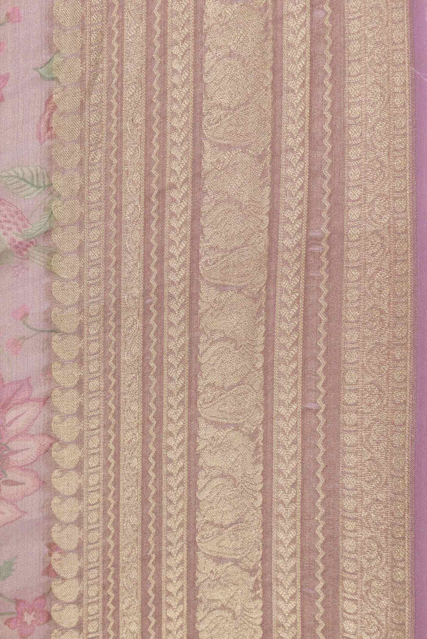 Dark Pink Mysore Georgette Saree - Image 3