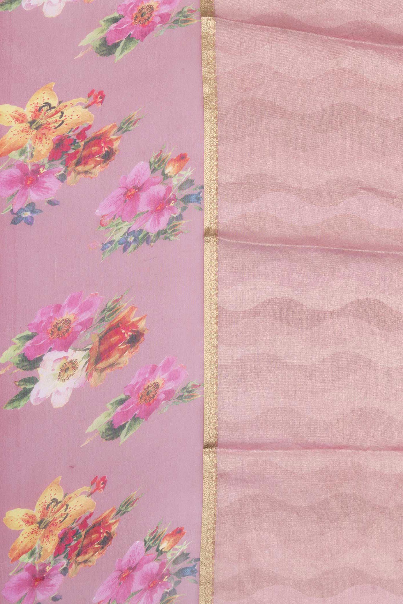 Pink Dual Tone Mysore Georgette Saree - Image 3