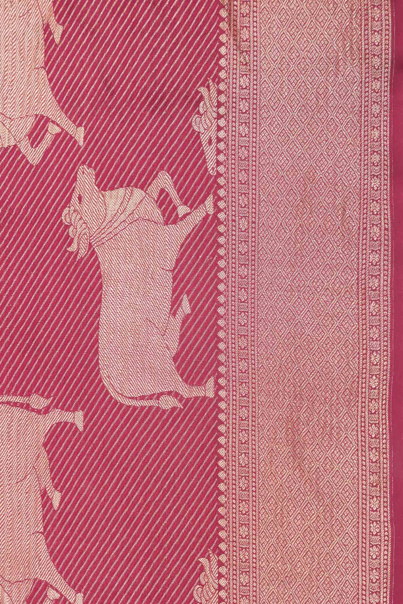 Pink Mysore Crepe Saree - Image 3