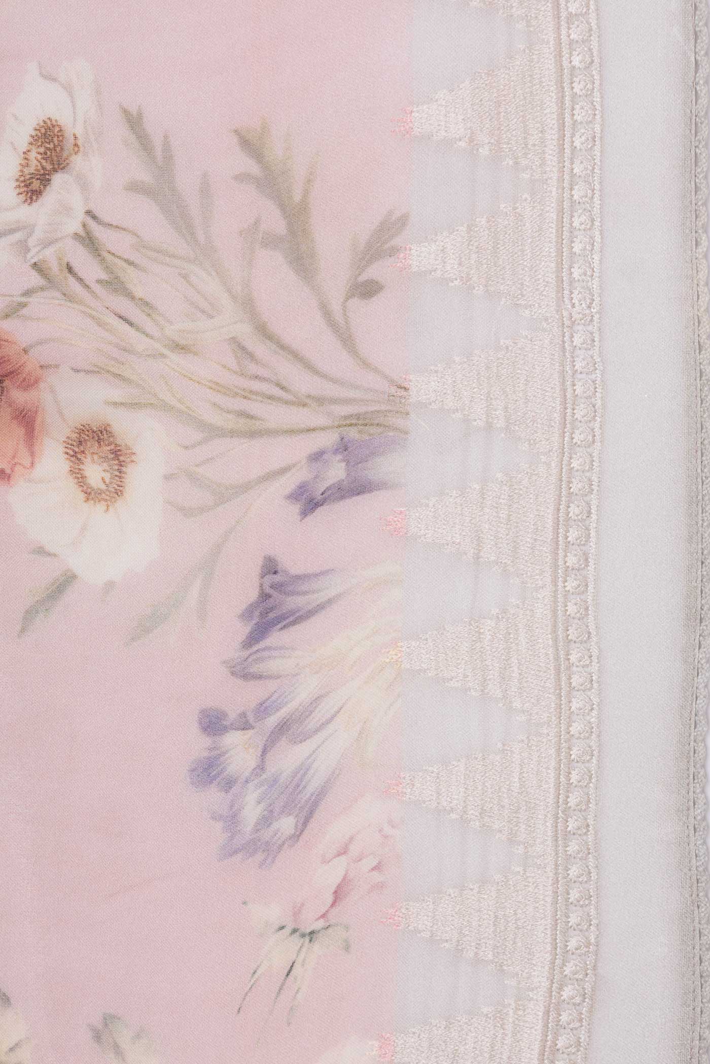 Pink Dual Tone Organza Silk Saree - Image 3