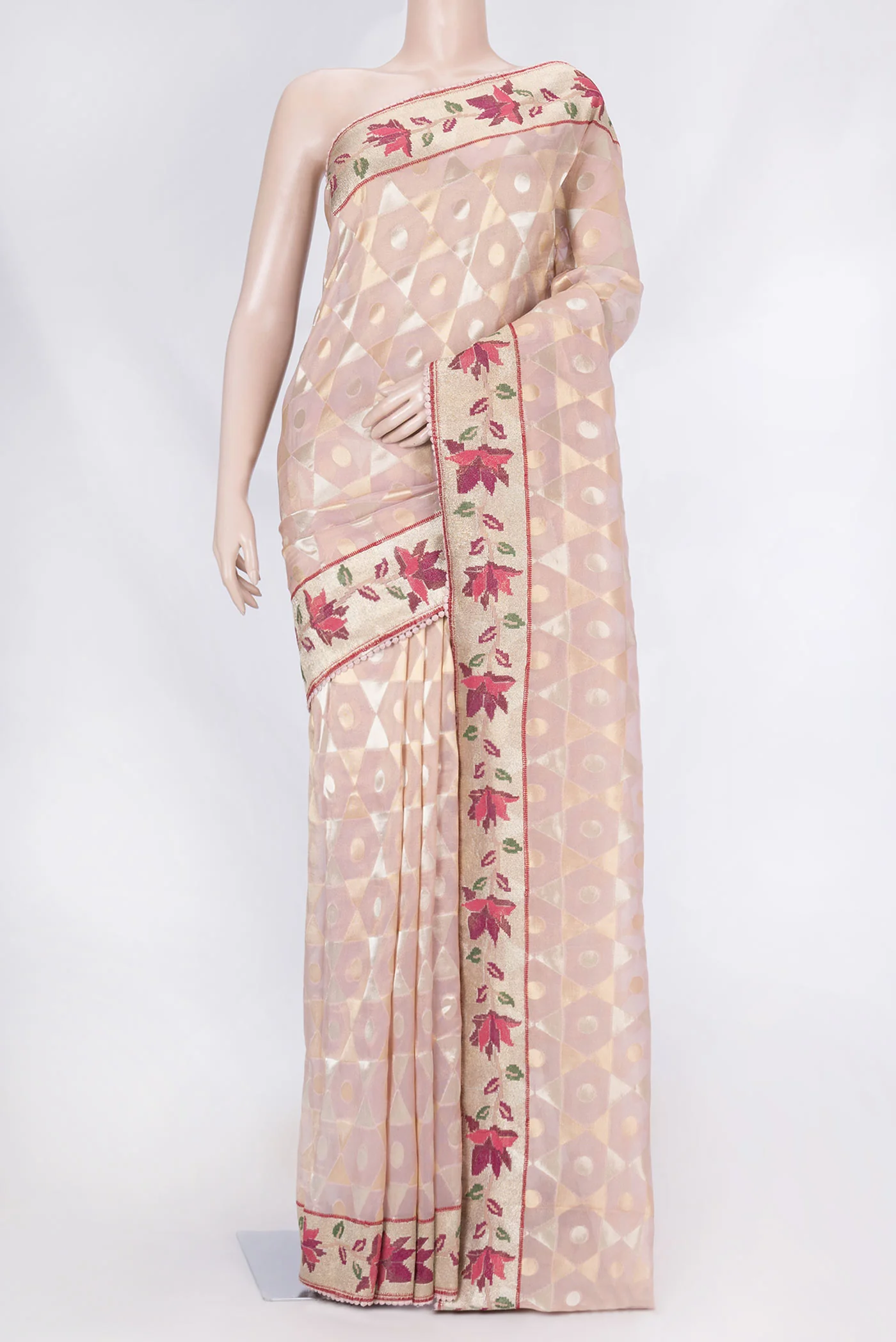 Pink Dual Tone Organza Silk Saree