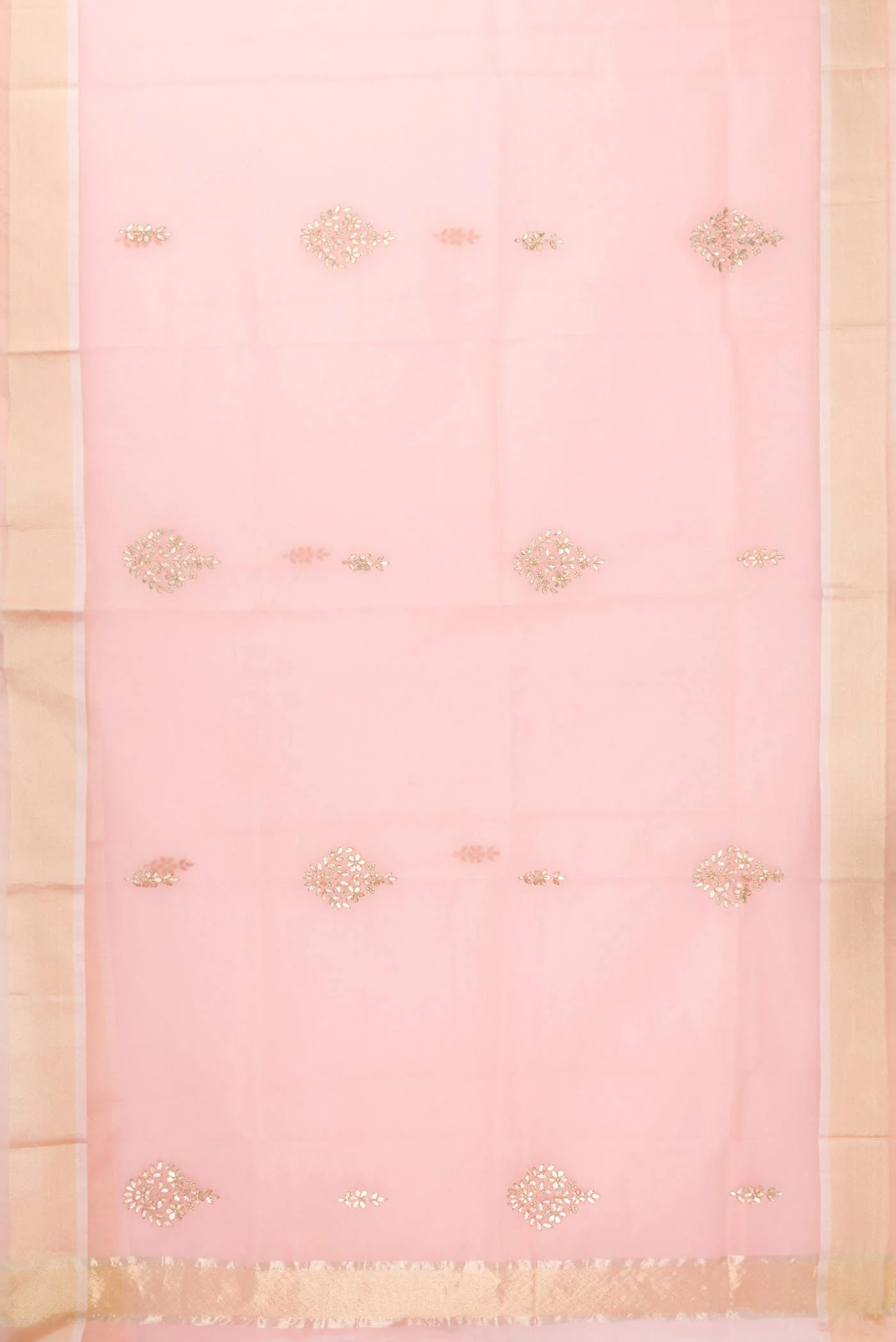 Pink Dual Tone Organza Silk Saree - Image 2