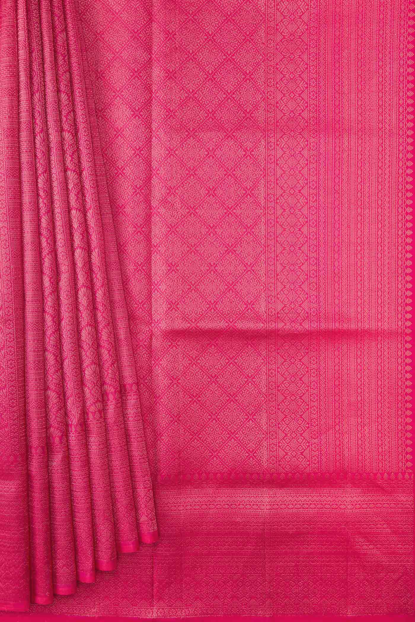 Pink Dual Tone Soft Silk Saree - Image 4