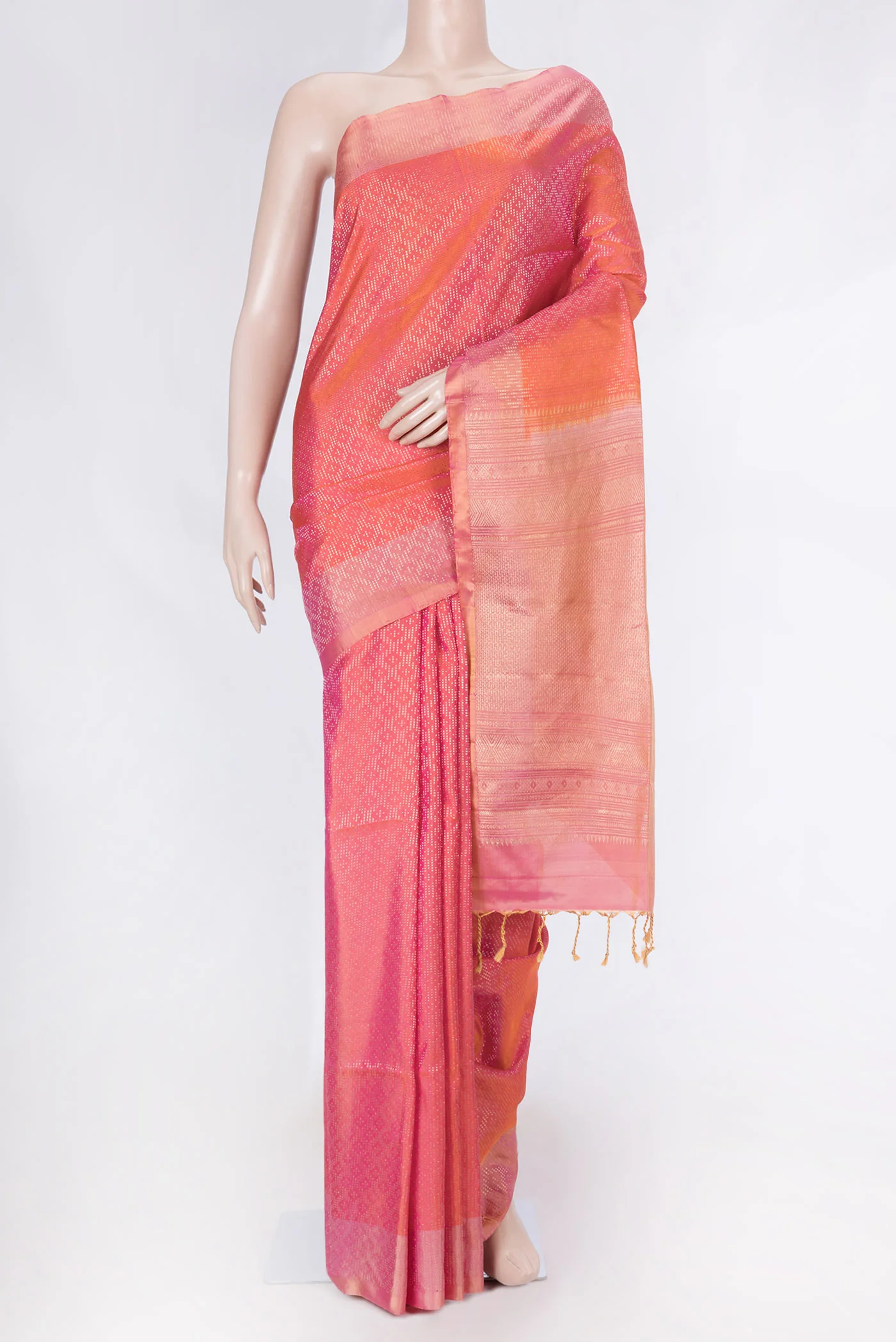 Pink Dual Tone Soft Silk Saree