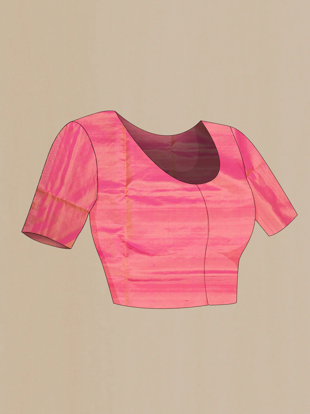 Pink Dual Tone Soft Silk Saree - Image 4