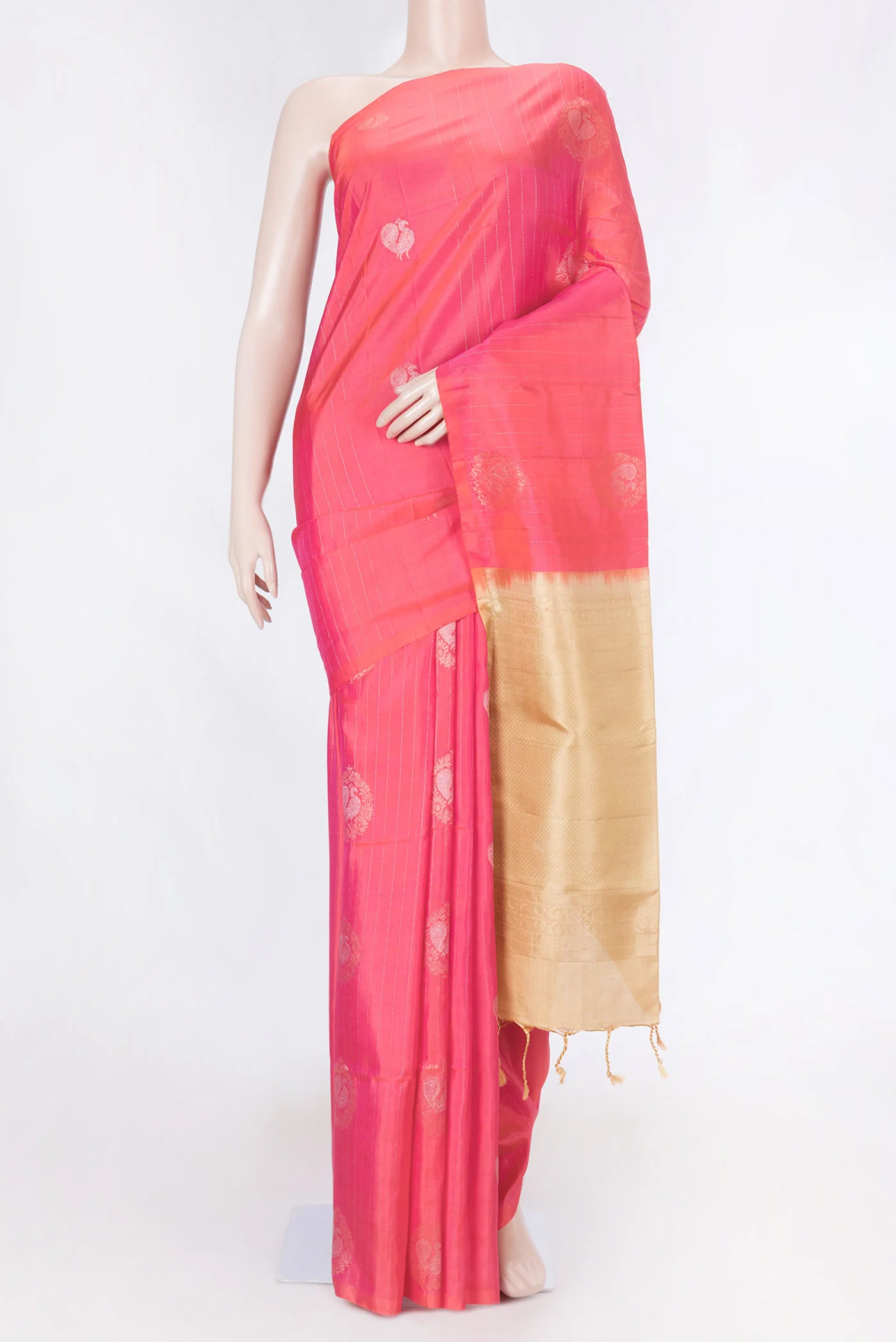 Pink Dual Tone Soft Silk Saree
