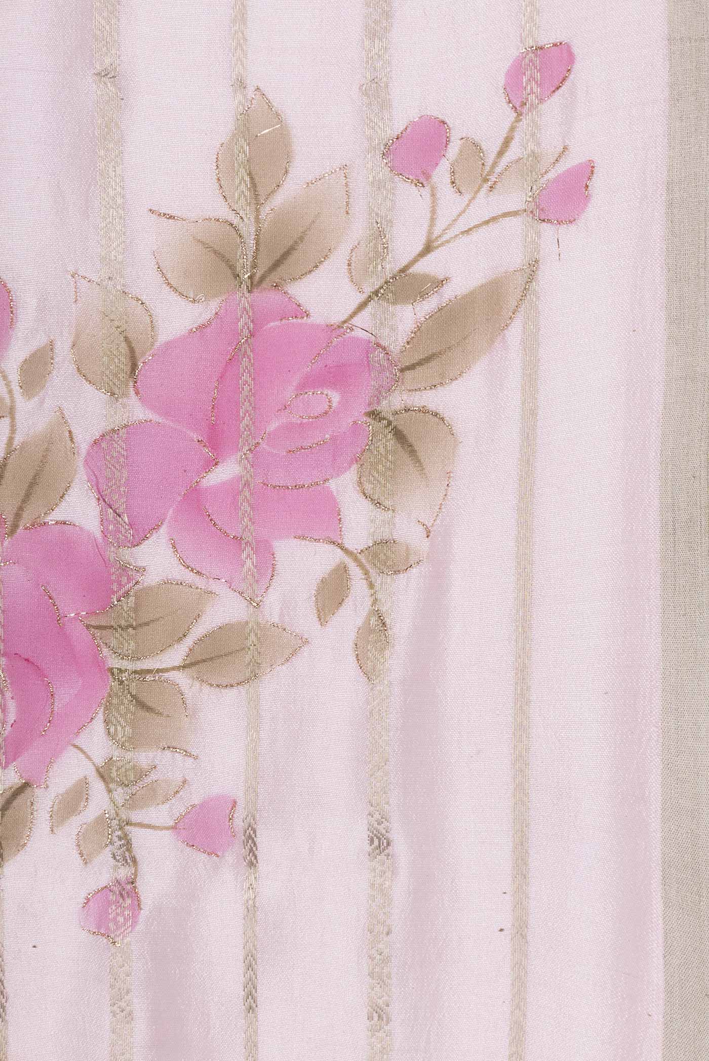 Rose pink Tussar Silk Saree - Image 3