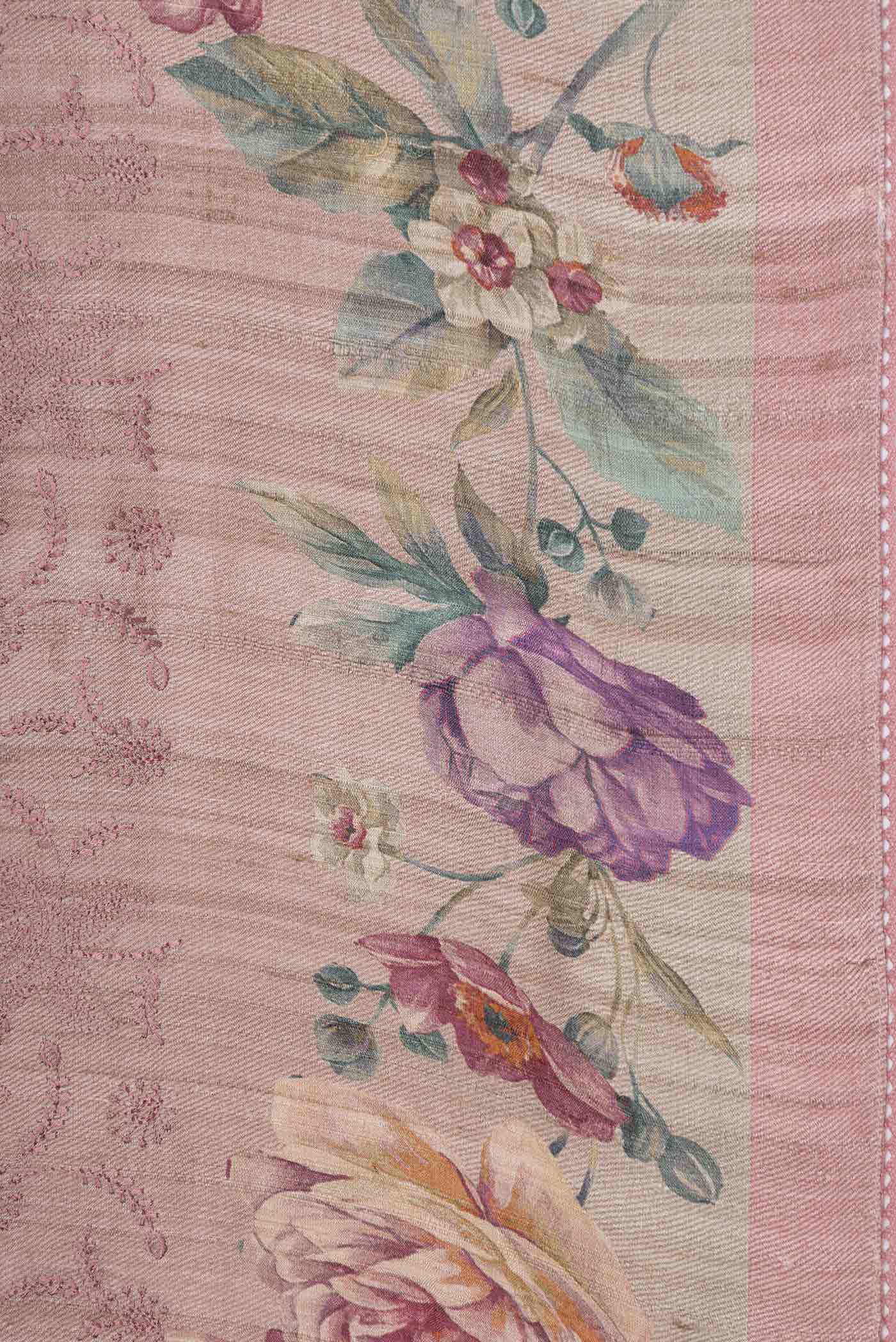 Rose Gold Tussar Silk Saree - Image 3