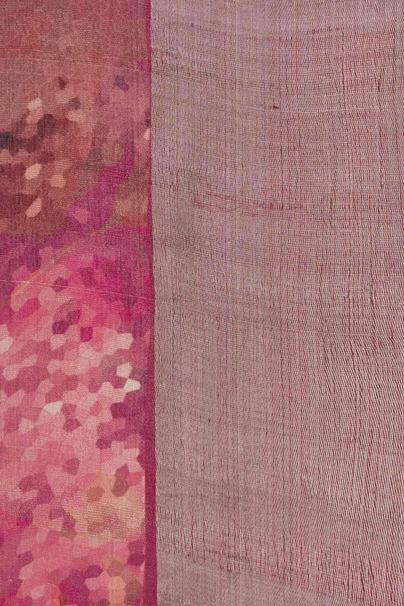 Pink Dual Tone Tussar Silk Saree - Image 3