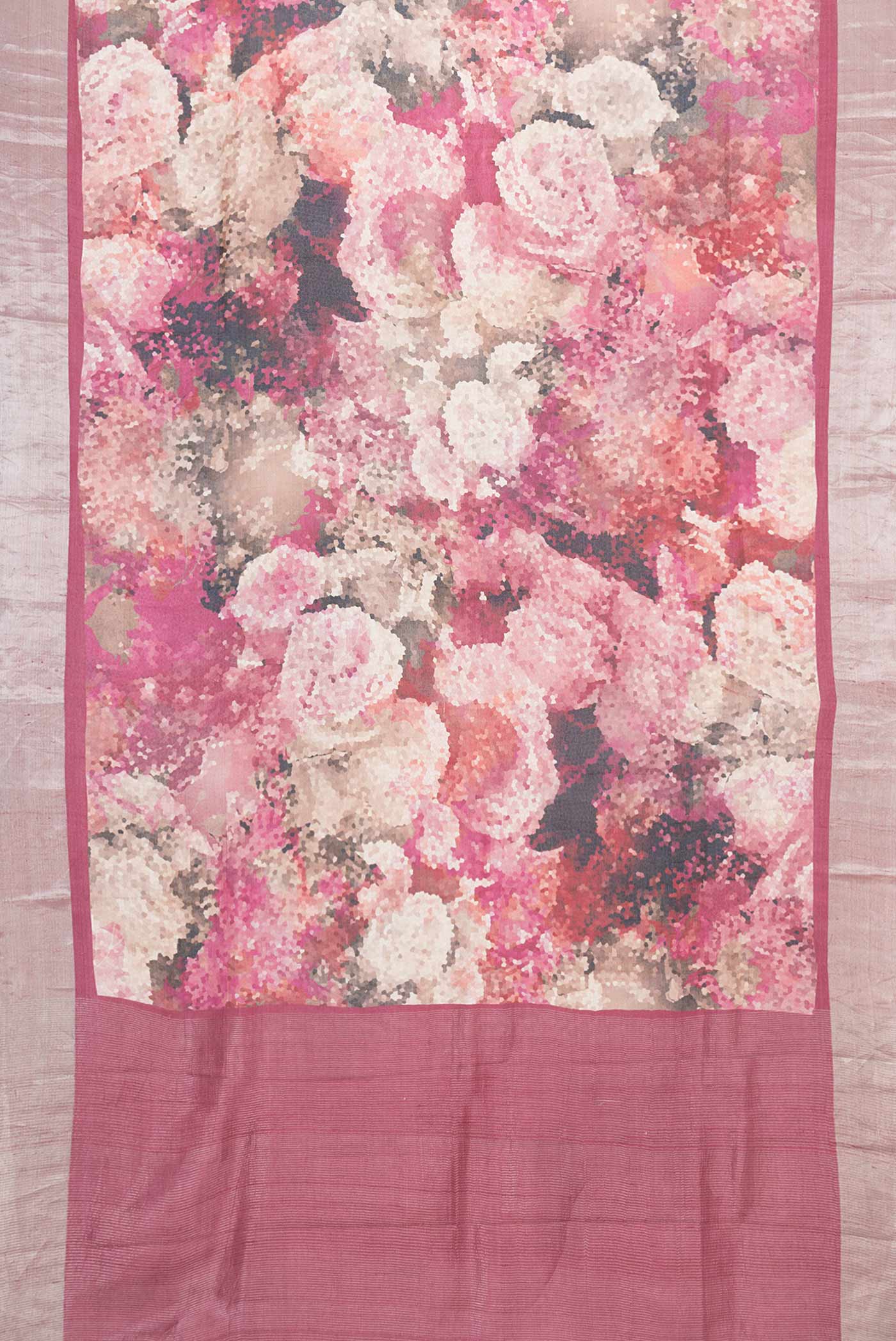 Pink Dual Tone Tussar Silk Saree - Image 6