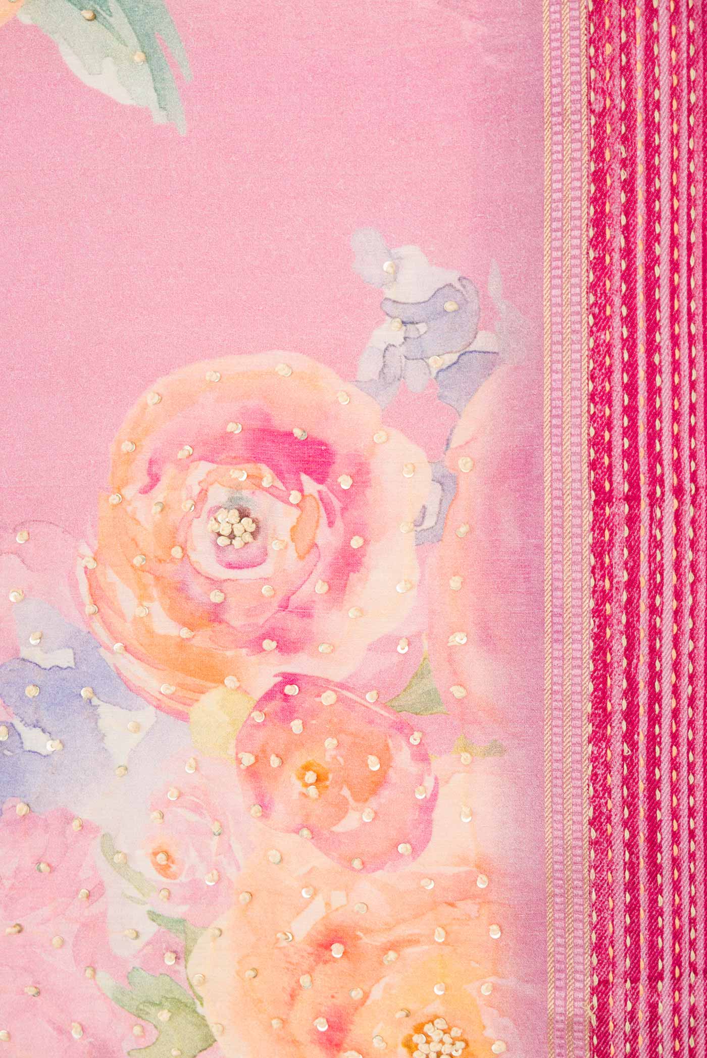 Pink Dual Tone Tussar Silk Saree - Image 3
