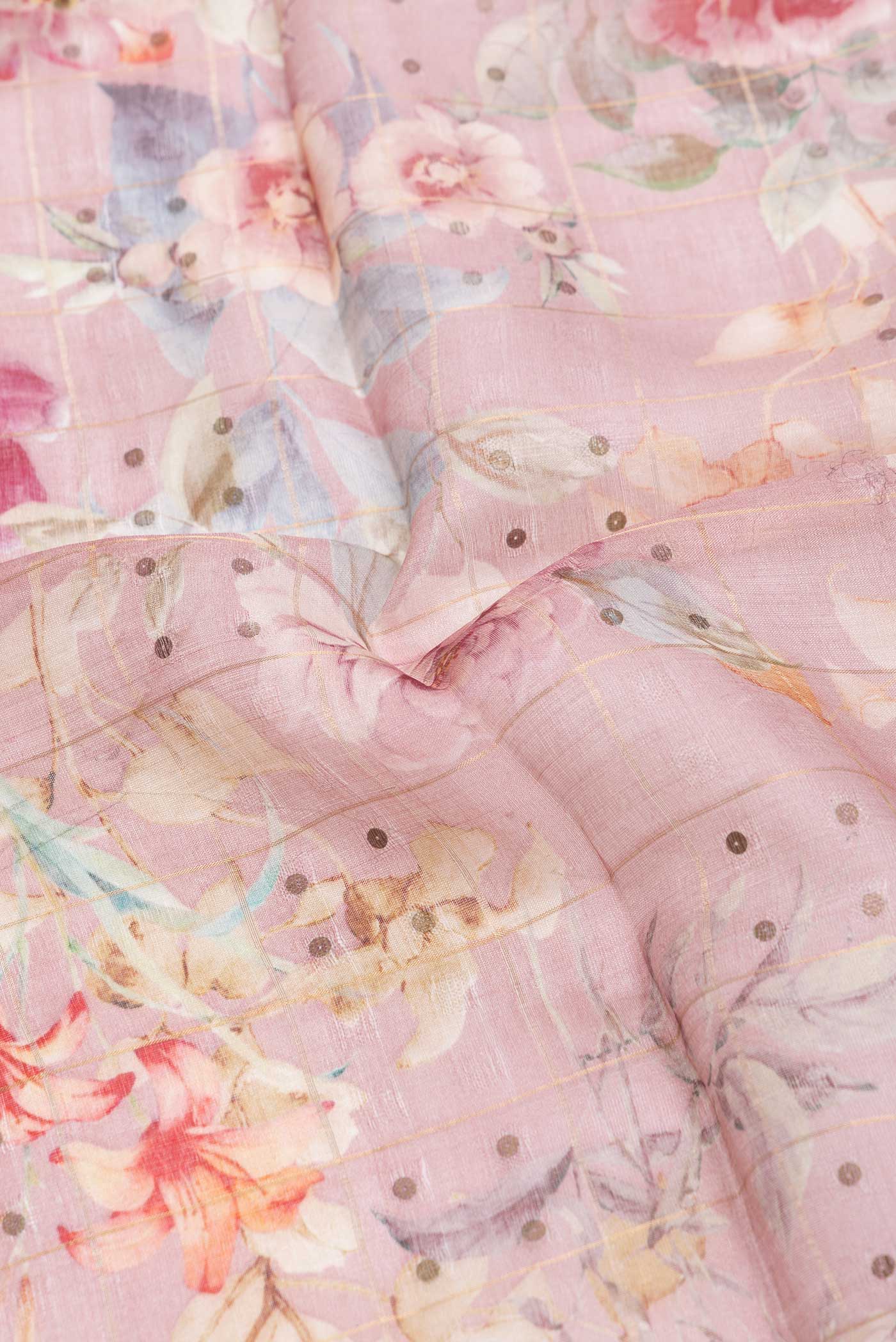 Pink Dual Tone Tussar Silk Saree - Image 2