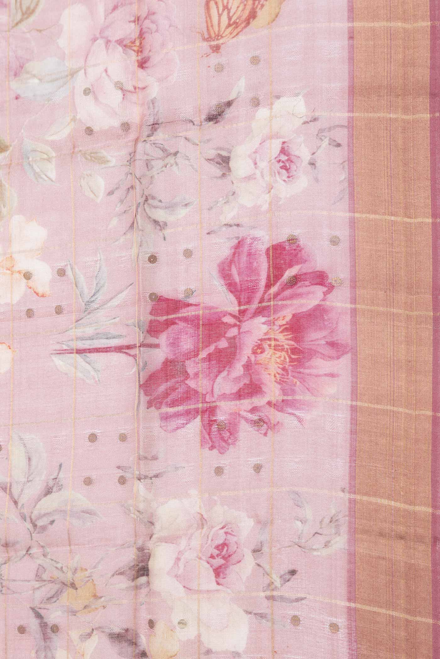 Pink Dual Tone Tussar Silk Saree - Image 3