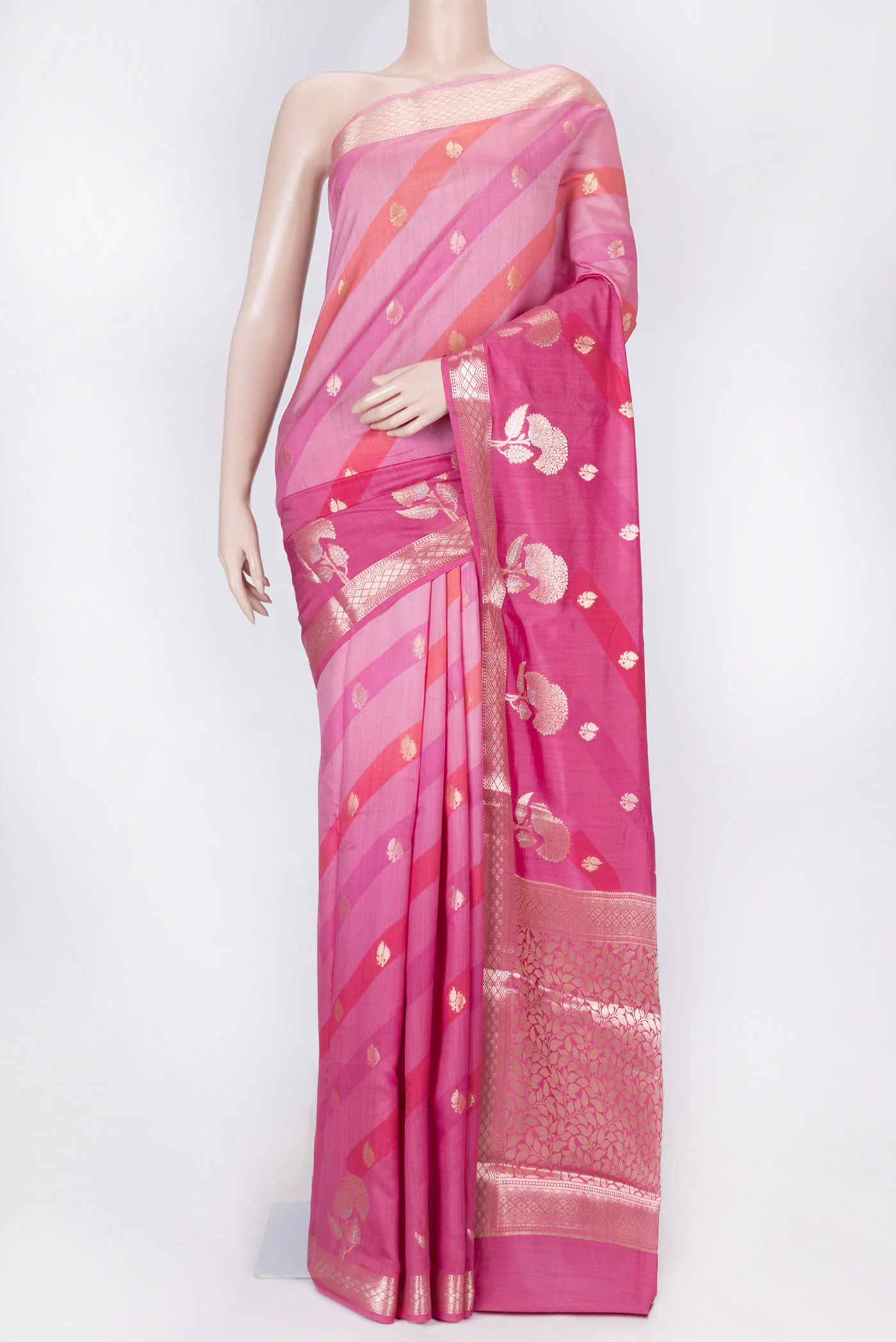 Pink Banarasi Raw Silk Saree