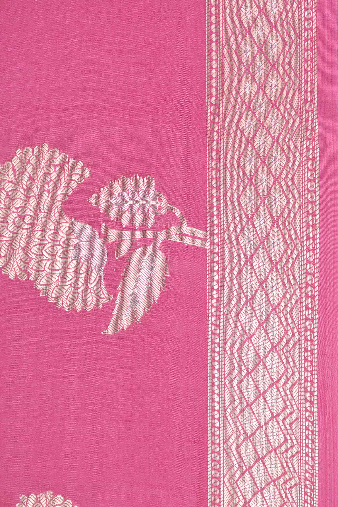 Pink Banarasi Raw Silk Saree - Image 3