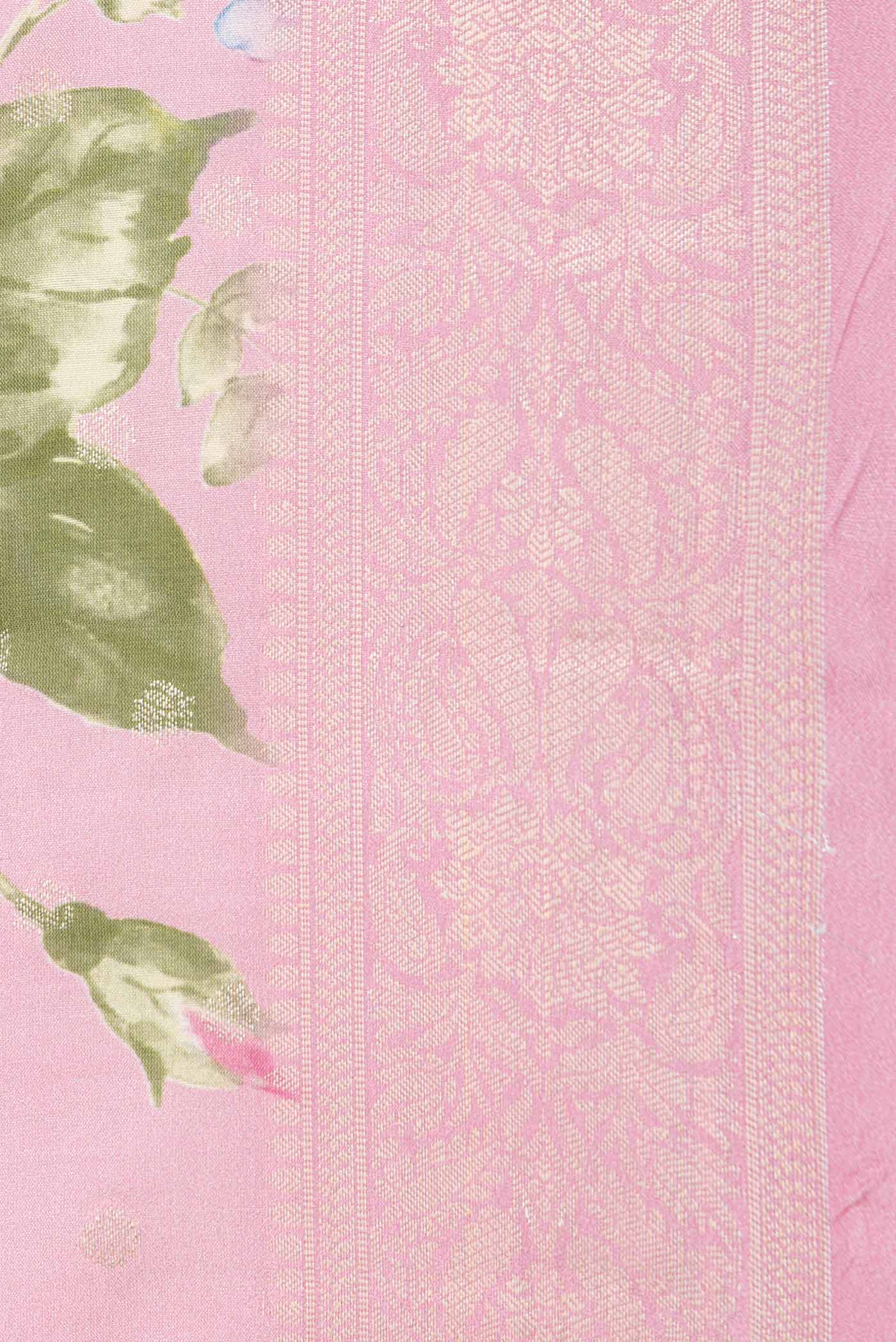 Pink Dual Tone Tussar Silk Saree - Image 3