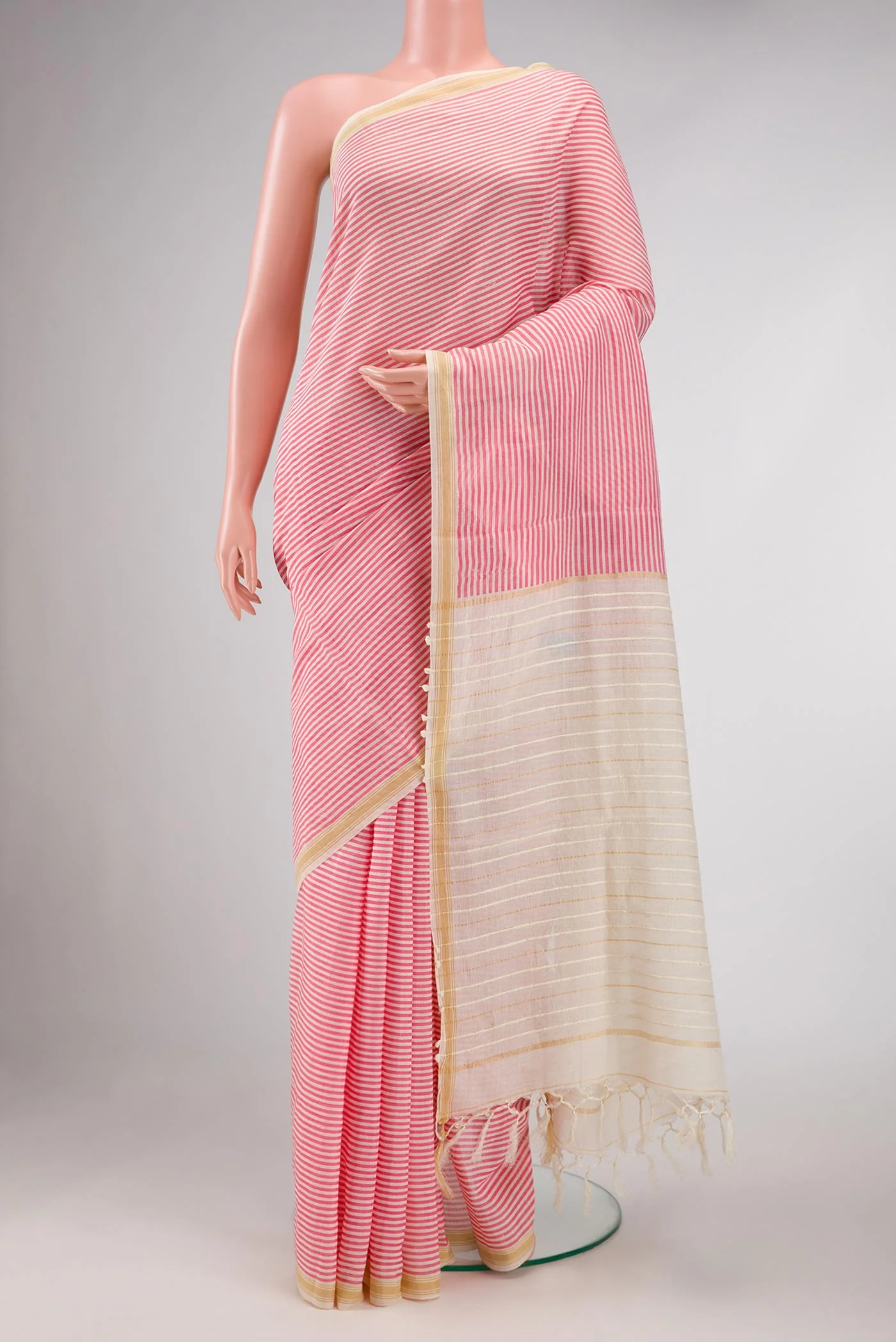 Pink Dual Tone Tussar Silk Saree