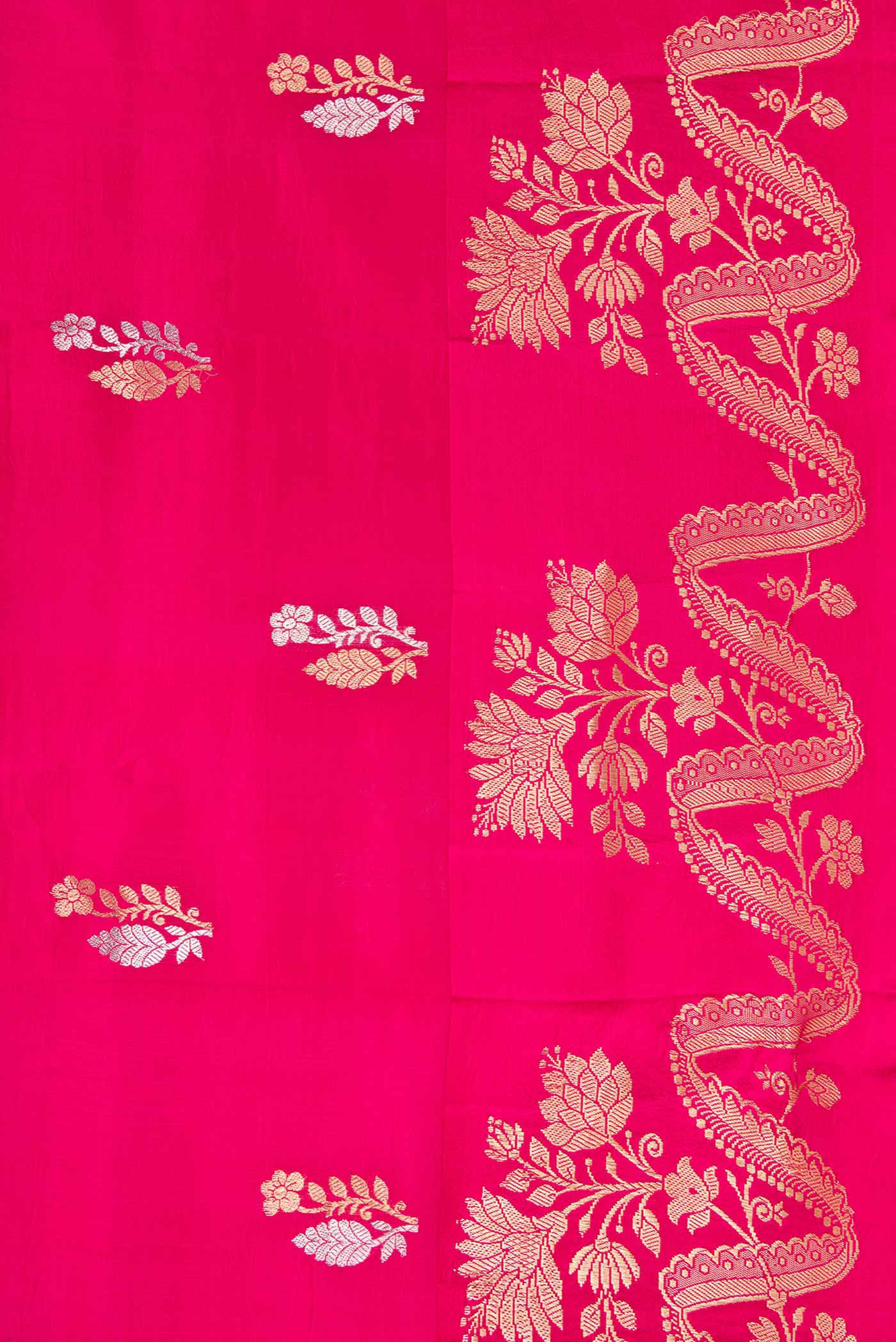 Pink Banarasi Katan Silk Saree - Image 3