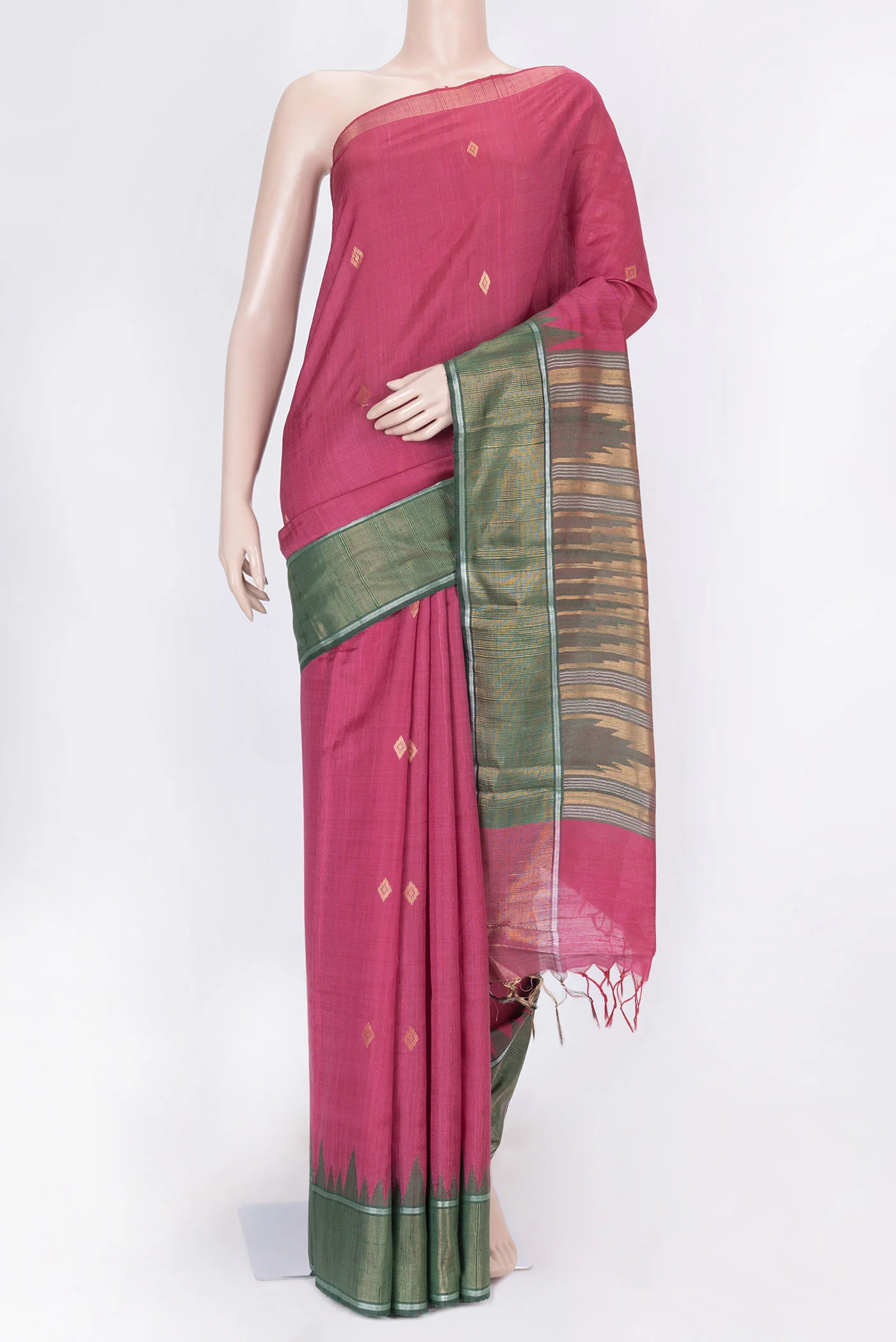 Pink Dual Tone Tussar Silk Saree