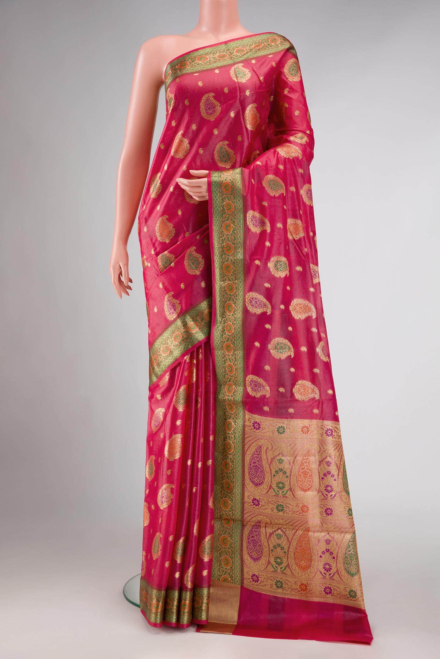 Pink Dual Tone Tussar Silk Saree