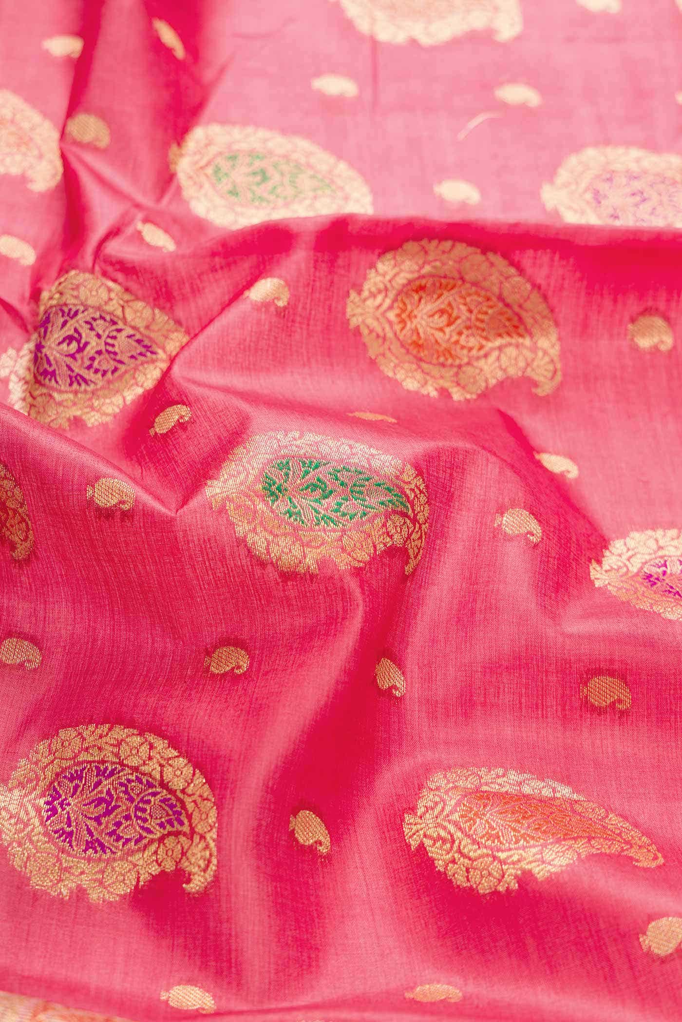 Pink Dual Tone Tussar Silk Saree - Image 2