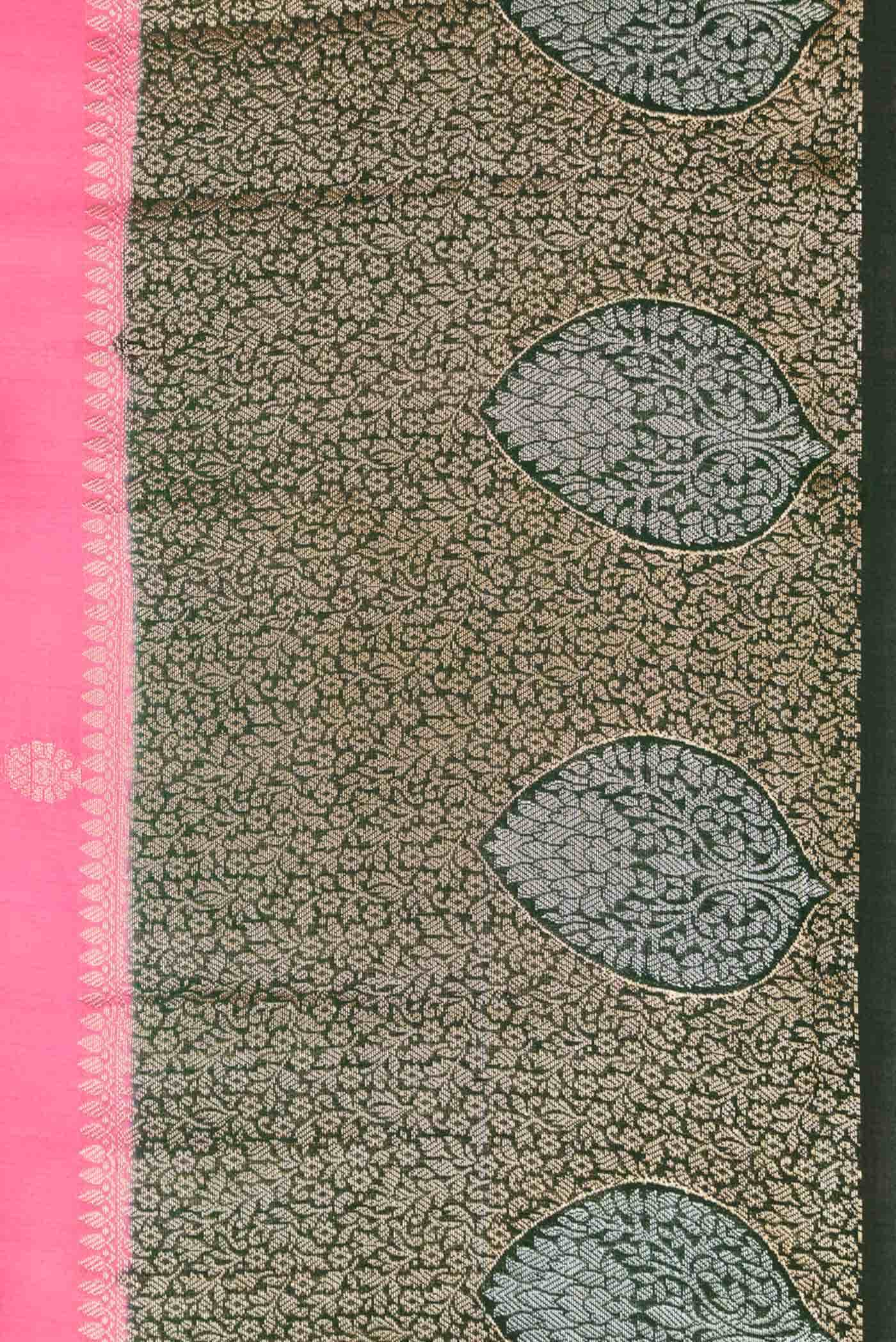 Rose pink Banarasi Raw Silk Saree - Image 3