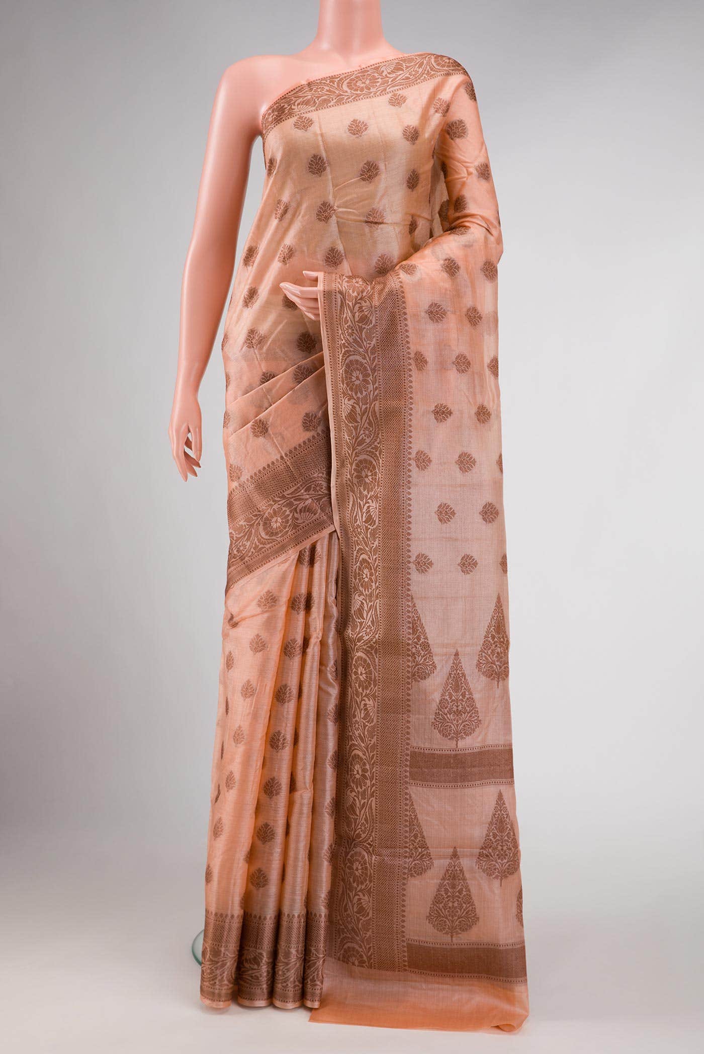 Pink Dual Tone Tussar Silk Saree