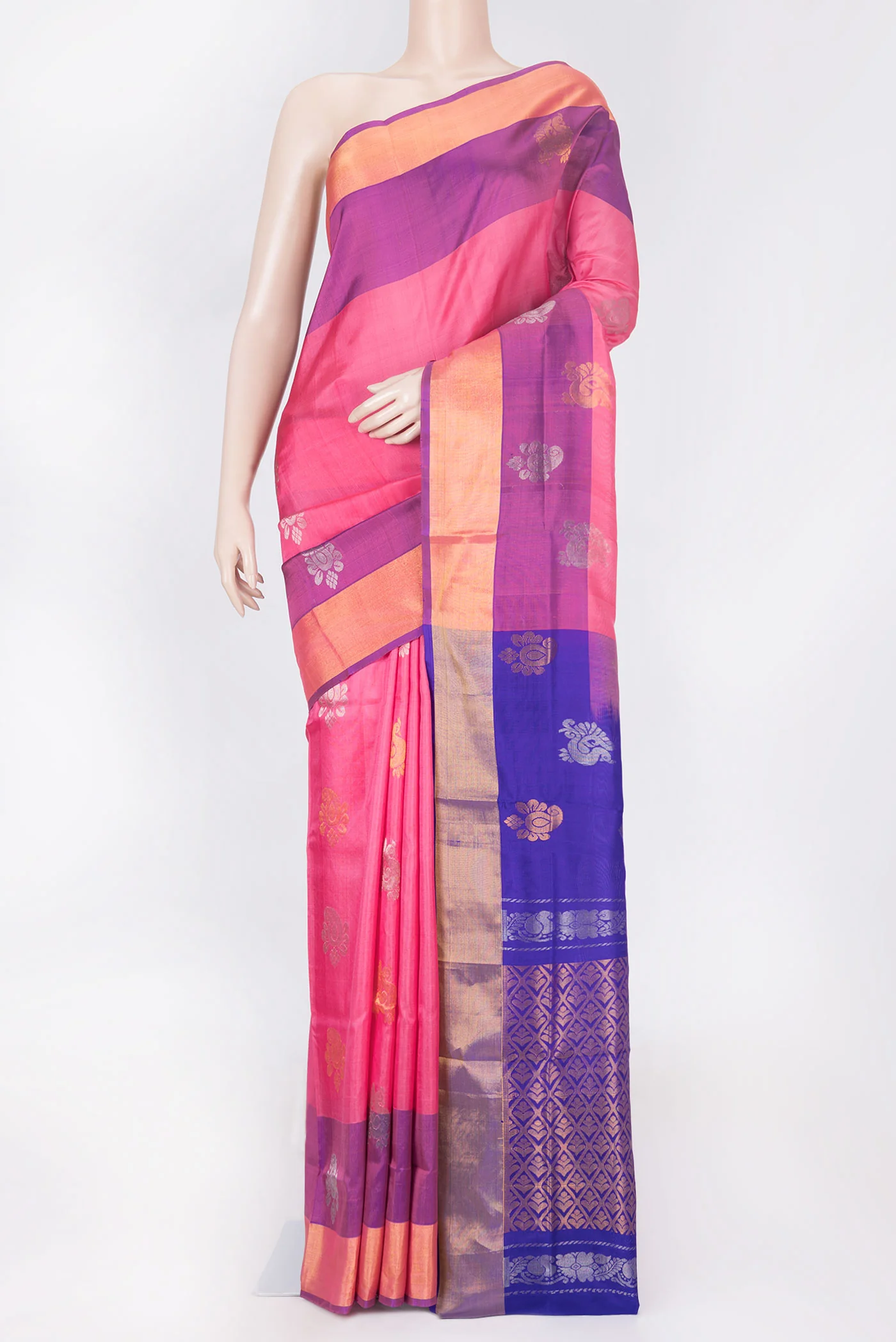 Pink Dual Tone Uppada Silk Saree